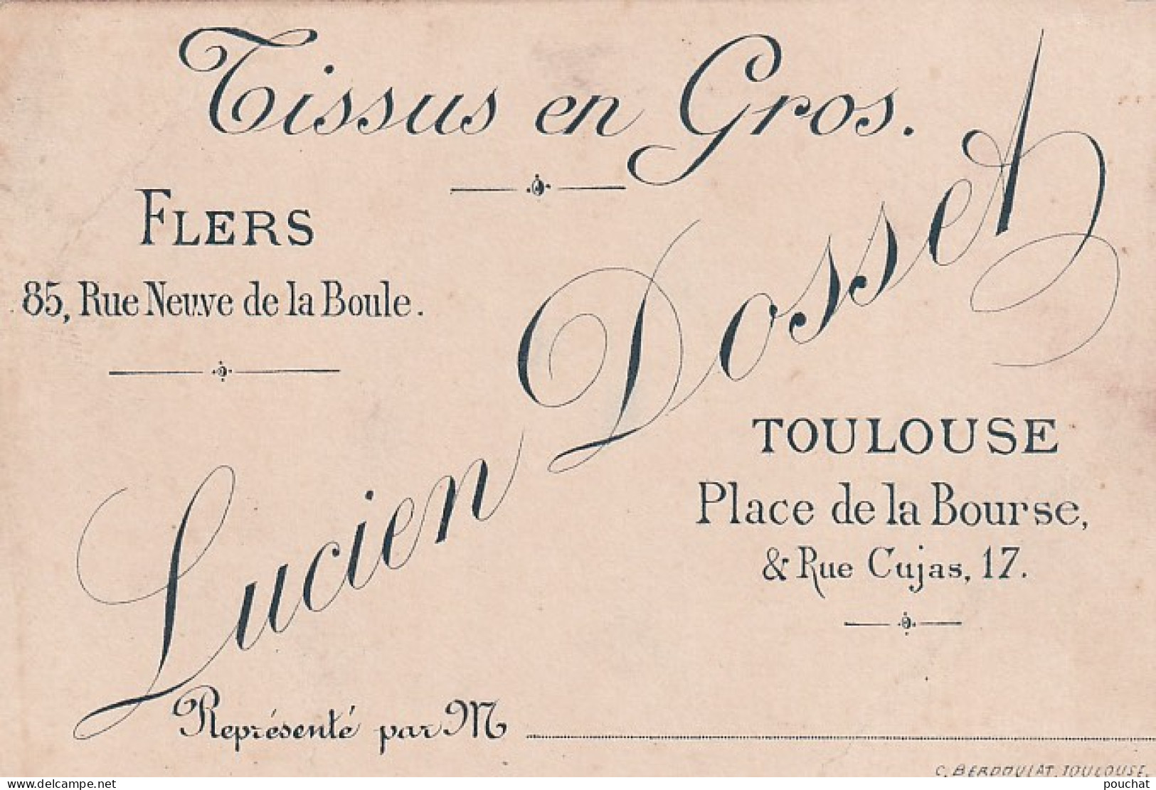 UR Nw43- LUCIEN DOSSET , TISSUS EN GROS  , FLERS (61) ET TOULOUSE (31) - CARTE DE VISITE - Visitekaartjes