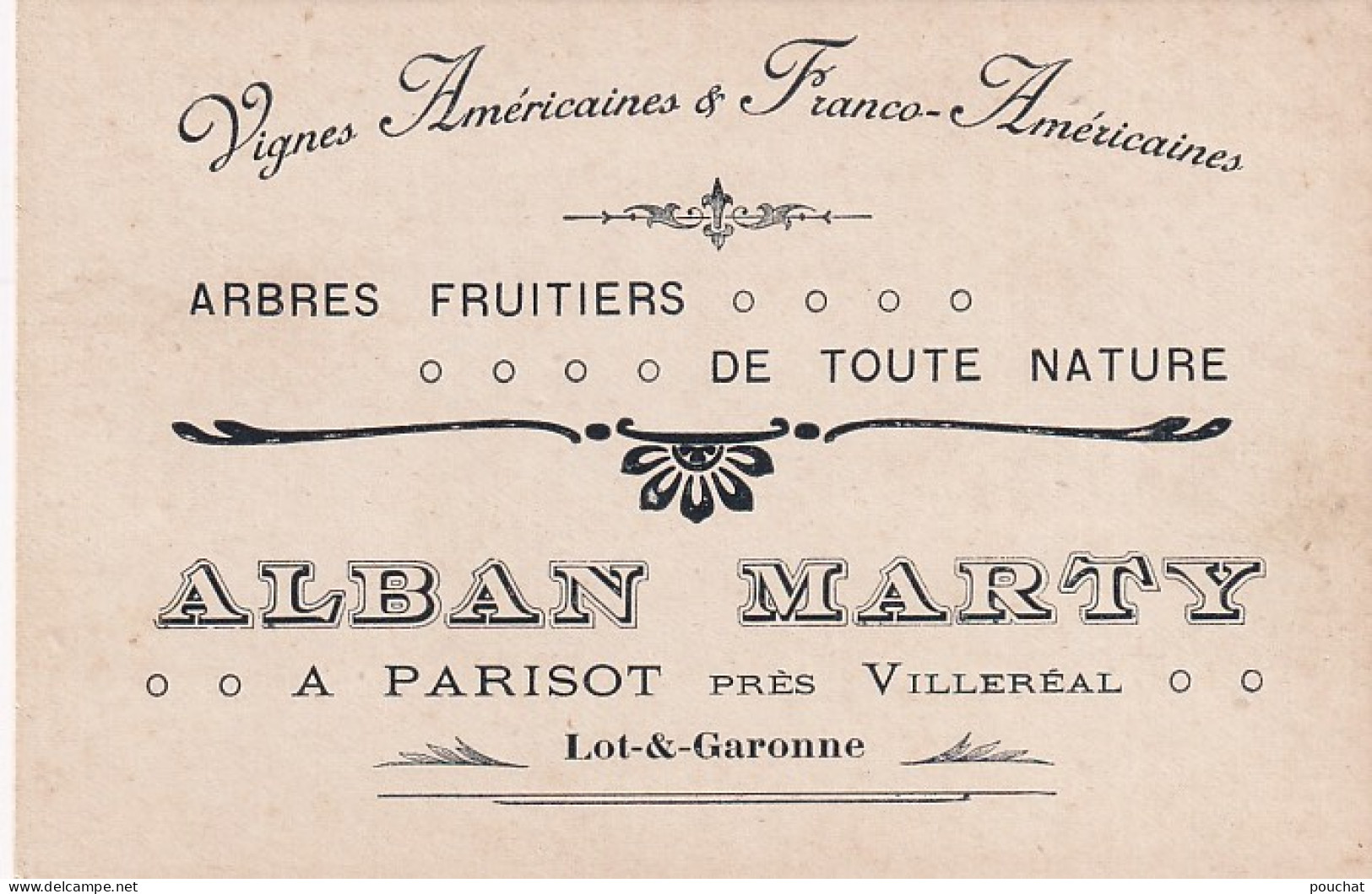 UR Nw43-(47) ARBRES FRUITIERS , ALBAN MARTY  , PARISOT PRES VILLEREAL - CARTE DE VISITE - Visitekaartjes