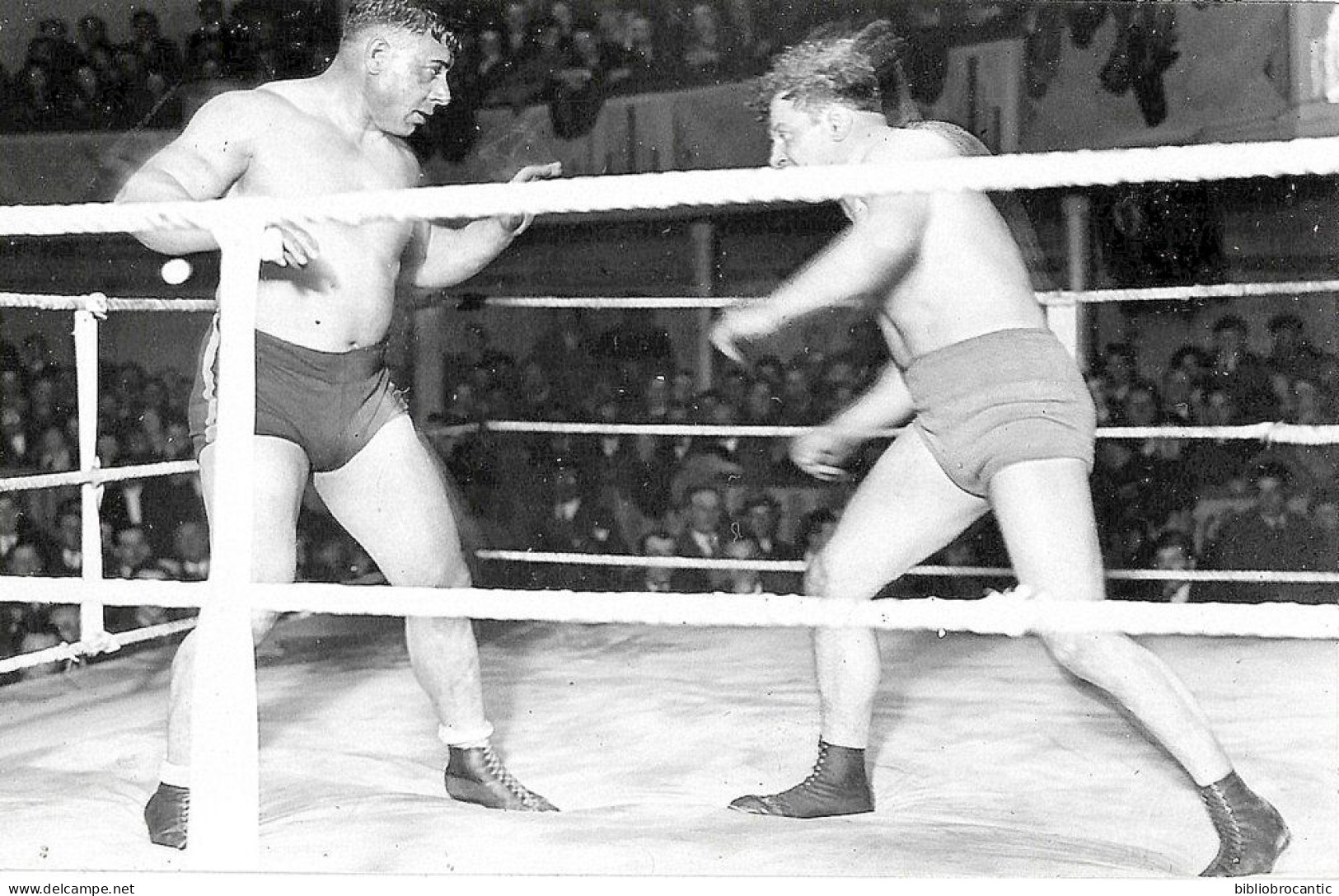 PHOTO REELLE(F.11,50 X 7,50cm)  BOXE Et LUTTE LIBRE Au CATON   < Charles RIGOULOT Aux PRISES Avec LECOCQ /29 Mars 1934 - Andere & Zonder Classificatie