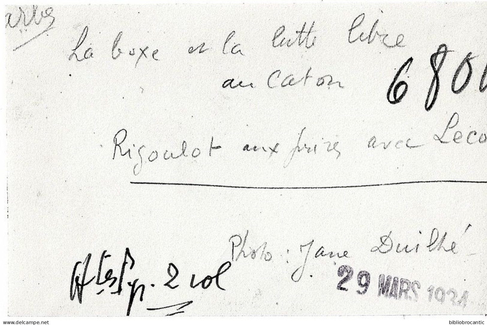 PHOTO REELLE(F.11,50 X 7,50cm)  BOXE Et LUTTE LIBRE Au CATON   < Charles RIGOULOT Aux PRISES Avec LECOCQ /29 Mars 1934 - Autres & Non Classés