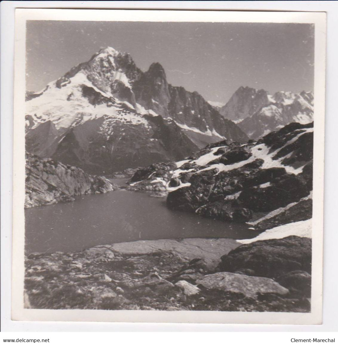 Photo 1936 De Lucien Gauthier : Le Lac Blanc  Contresignée Au Dos (Chamonix) - Format 17x17 Cm Papier épais (autographe) - Chamonix-Mont-Blanc