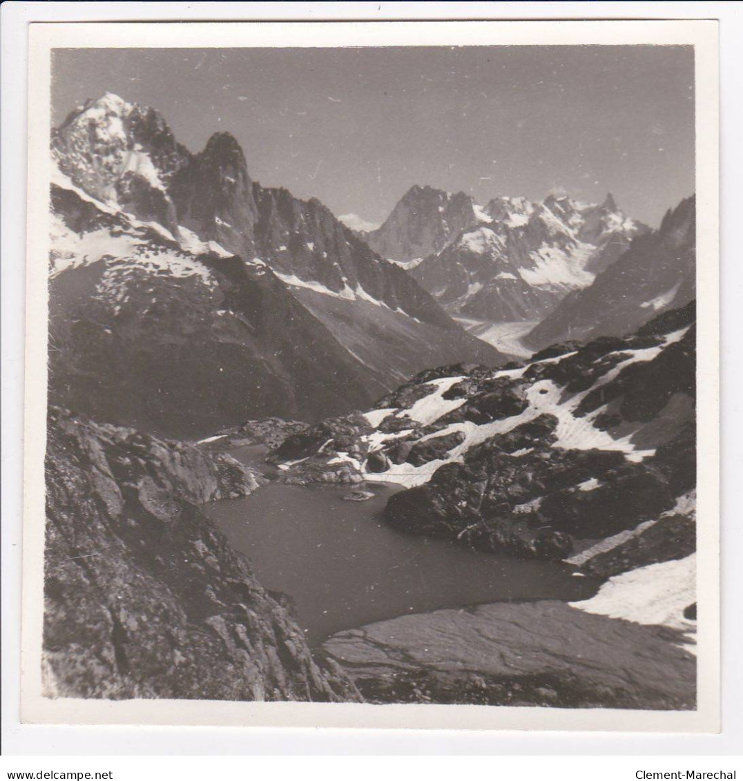 Photo 1936 De Lucien Gauthier : Le Lac Blanc (Chamonix) - Format 17x17 Cm Papier épais (autographe - Contresignée Au Dos - Chamonix-Mont-Blanc