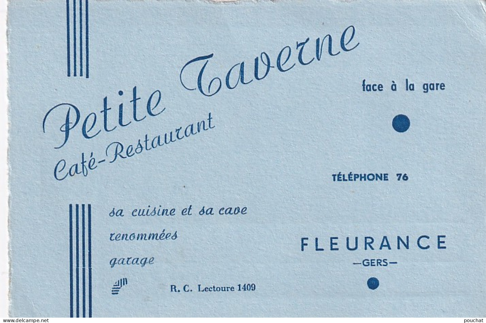 UR Nw43-(32) CAFE RESTAURANT " PETITE TAVERNE " , FLEURANCE ( 32 ) - Tarjetas De Visita