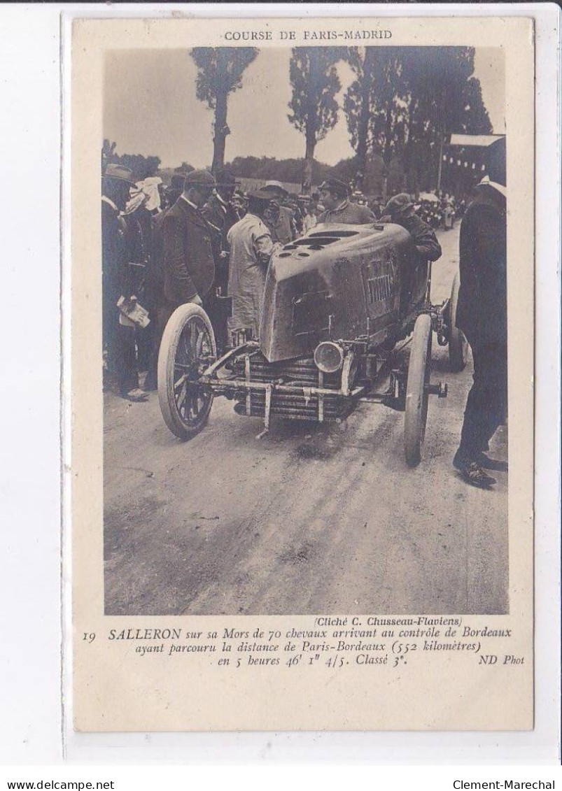 BORDEAUX: Salleron Sur Sa Mors De 70 Chevaux Arrivant Au Contrôle De Bordeaux - Très Bon état - Bordeaux