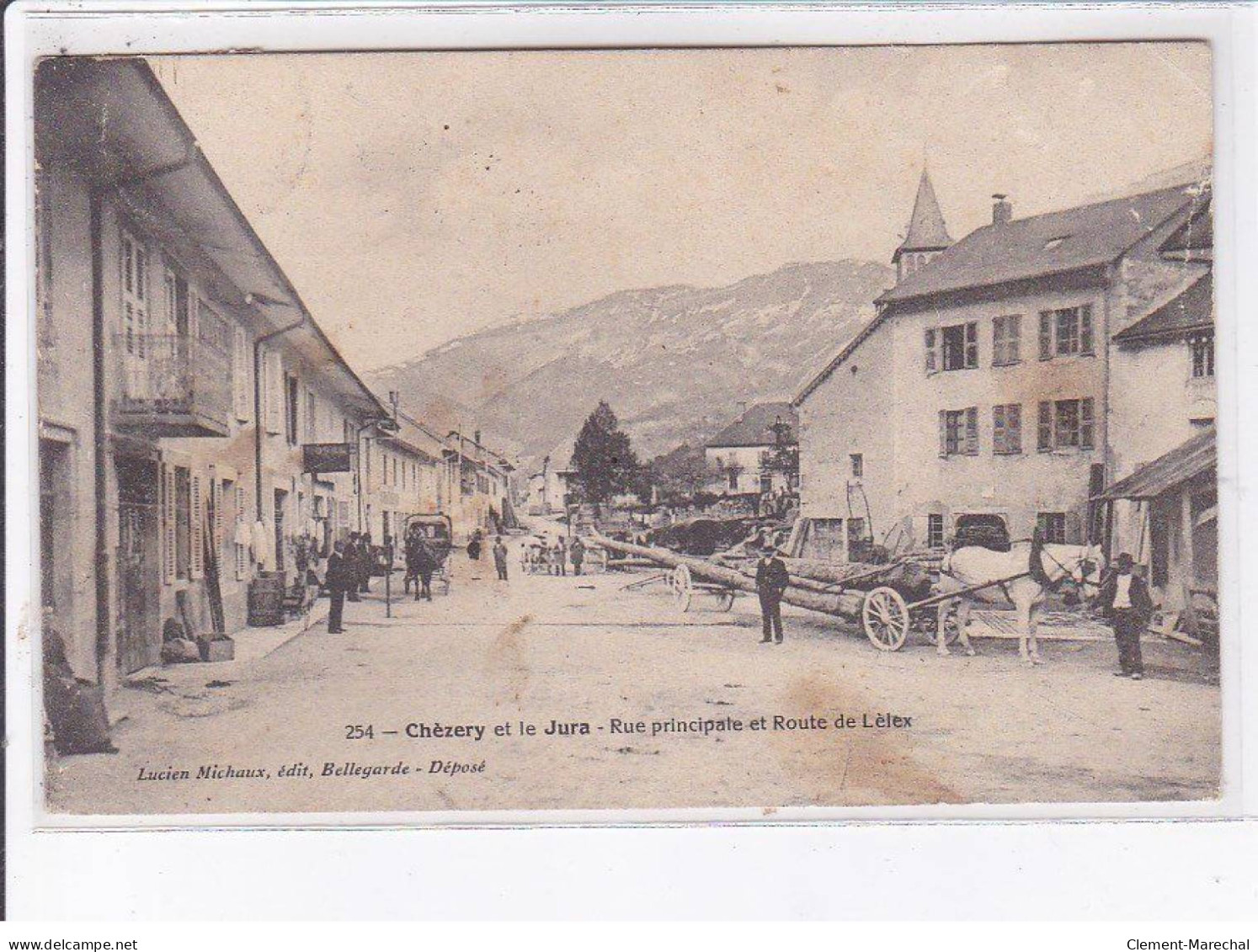 CHEZERY: Transport Du Bois, Attelage, Rue Principale Et Route De Lèlex - état - Non Classés