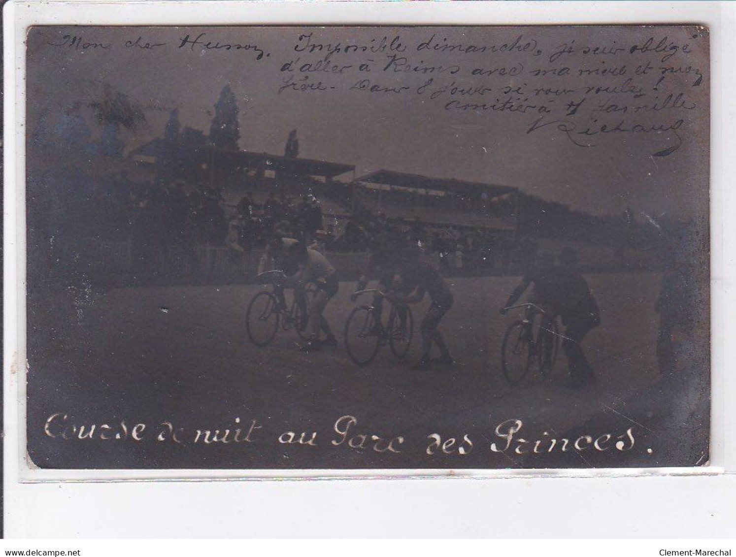 PARIS: 75016, Photo Collée Sur Carte Postale, Cyclisme, Vélo, Course De Nuit Au Parc Des Princes - Très Bon état - District 16
