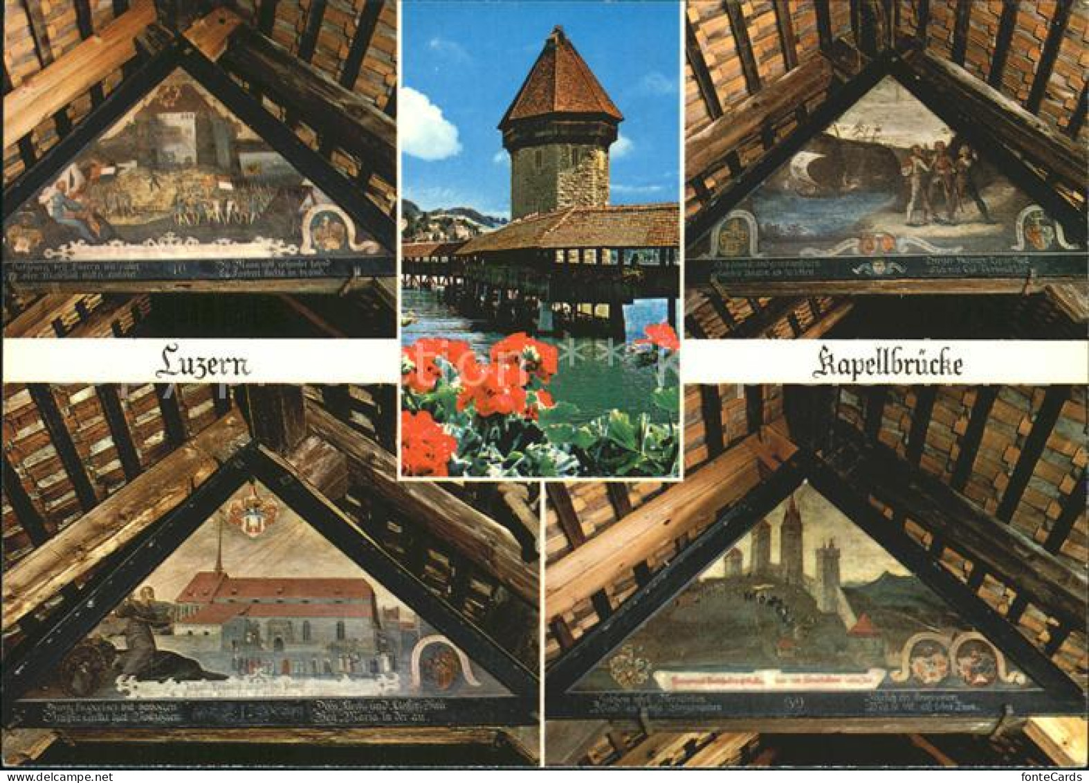 12309424 Luzern LU Kapellbruecke Bilder In Den Giebelfeldern Luzern - Sonstige & Ohne Zuordnung