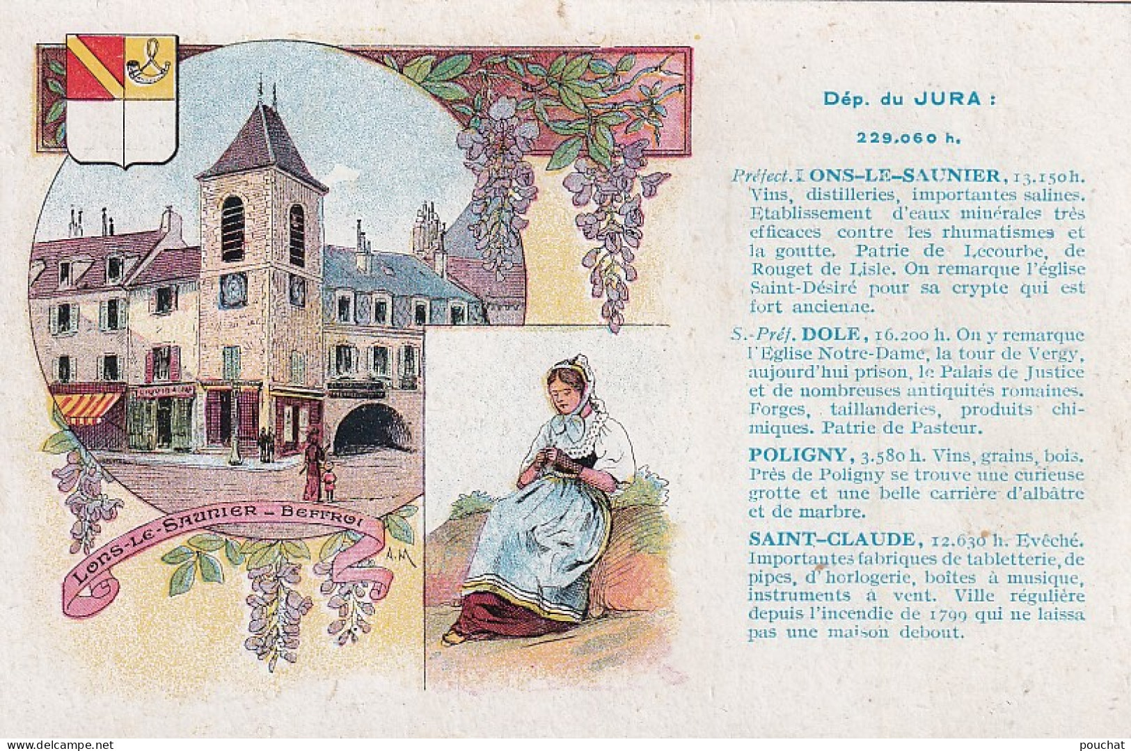 UR Nw44-(39) DEPARTEMENT DU JURA - LONS LE SAUNIER , BEFFROI - ILLUSTRATEUR - CARTE PUB. PASTILLES VALDA  - Reclame