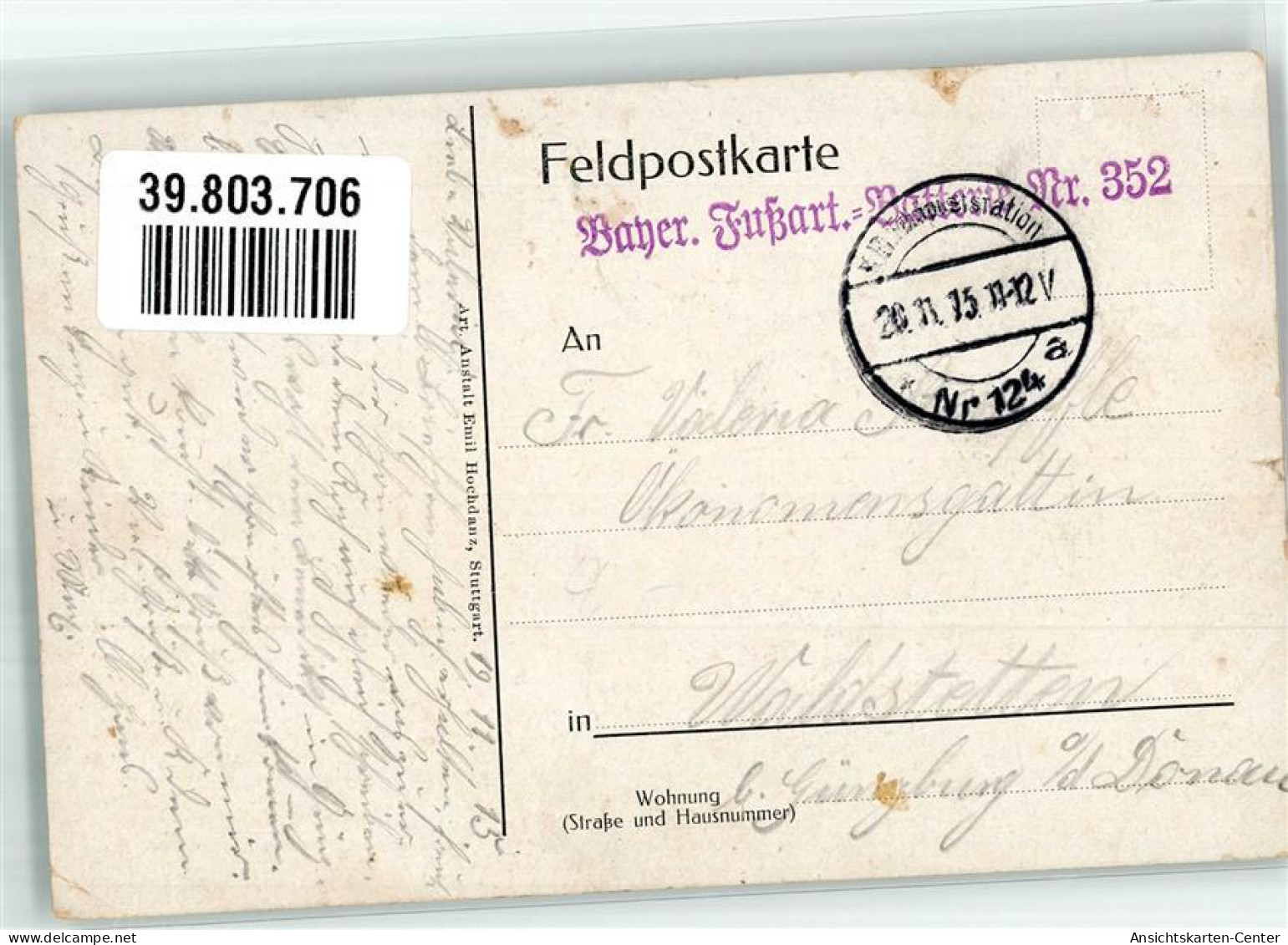 39803706 - Sign. Tauchert Zwei Landser Mit Pfeife Beim Briefe Schreiben In Die Heimat Feldpost Bayer. Fussartillerie-Ba - War 1914-18