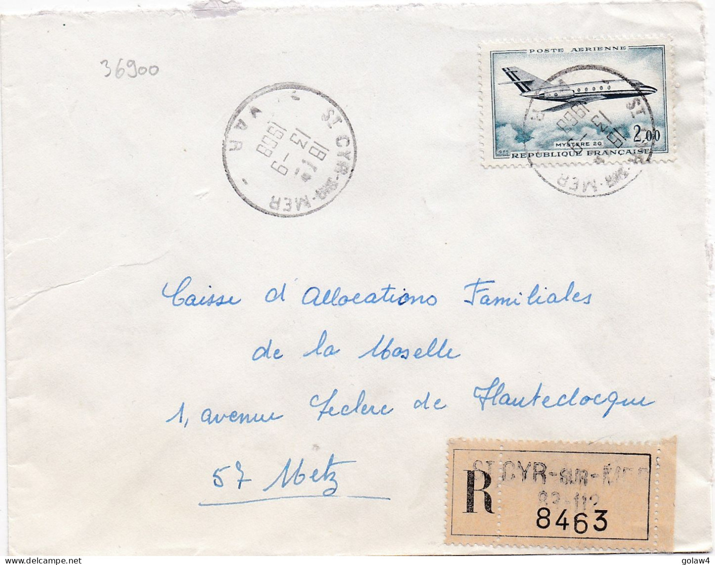 36900# LETTRE FRANCHISE POSTALE PARTIELLE RECOMMANDE Obl ST CYR SUR MER 1968 METZ MOSELLE - 1961-....