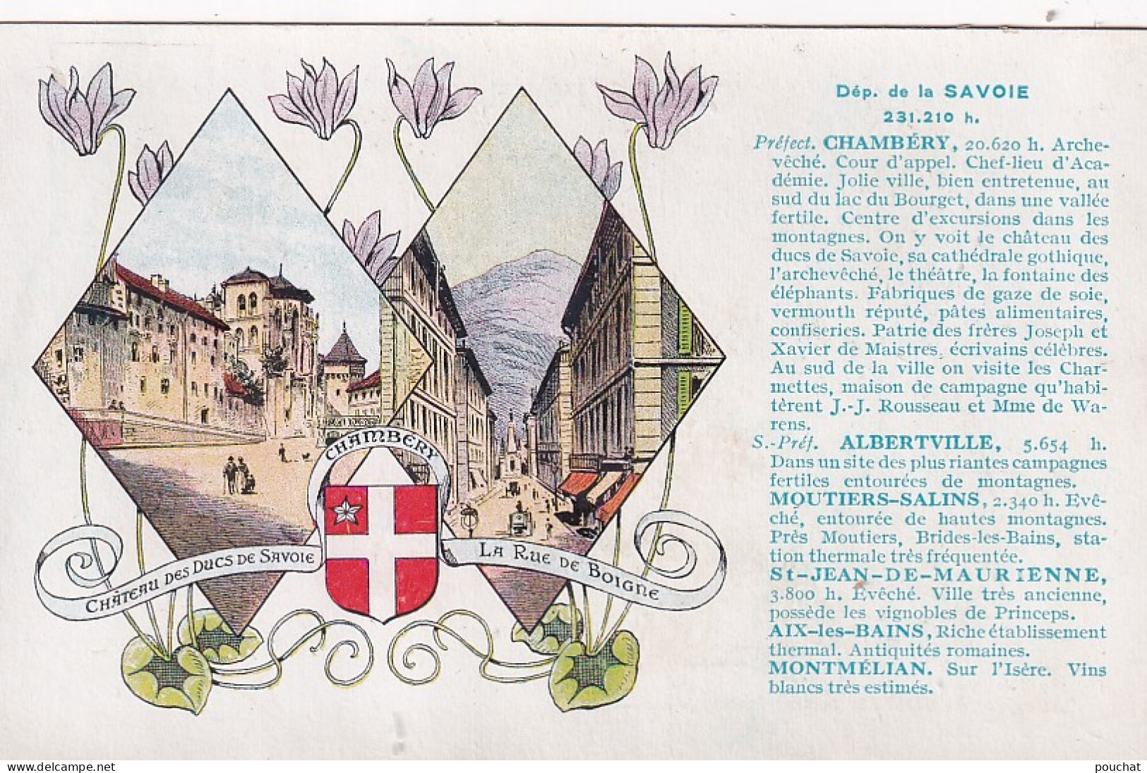 UR Nw44-(73) DEPARTEMENT SAVOIE - CHAMBERY , CHATEAU ET RUE DE BOIGNE   - ILLUSTRATEUR - CARTE PUB. PASTILLES VALDA  - Publicité