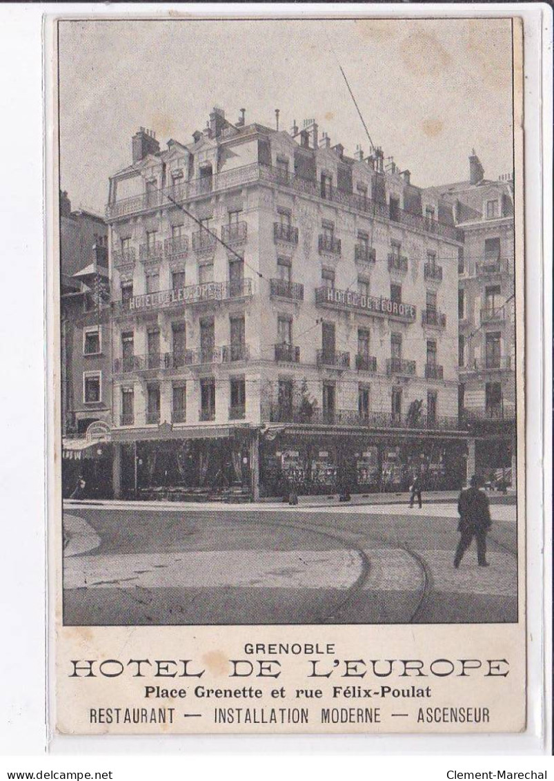 GRENOBLE: Hôtel De L'europe, Place Grenette Et Rue Félix-poulat, Restaurant, Installation Moderne - état - Grenoble