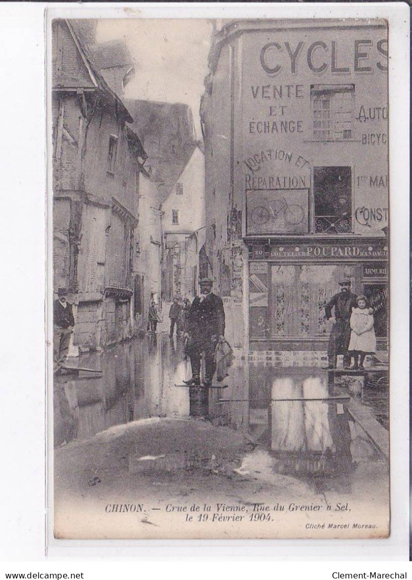CHINON: Crue De La Vienne, Rue Du Grenier A Sel, Février 1904 - Très Bon état - Chinon