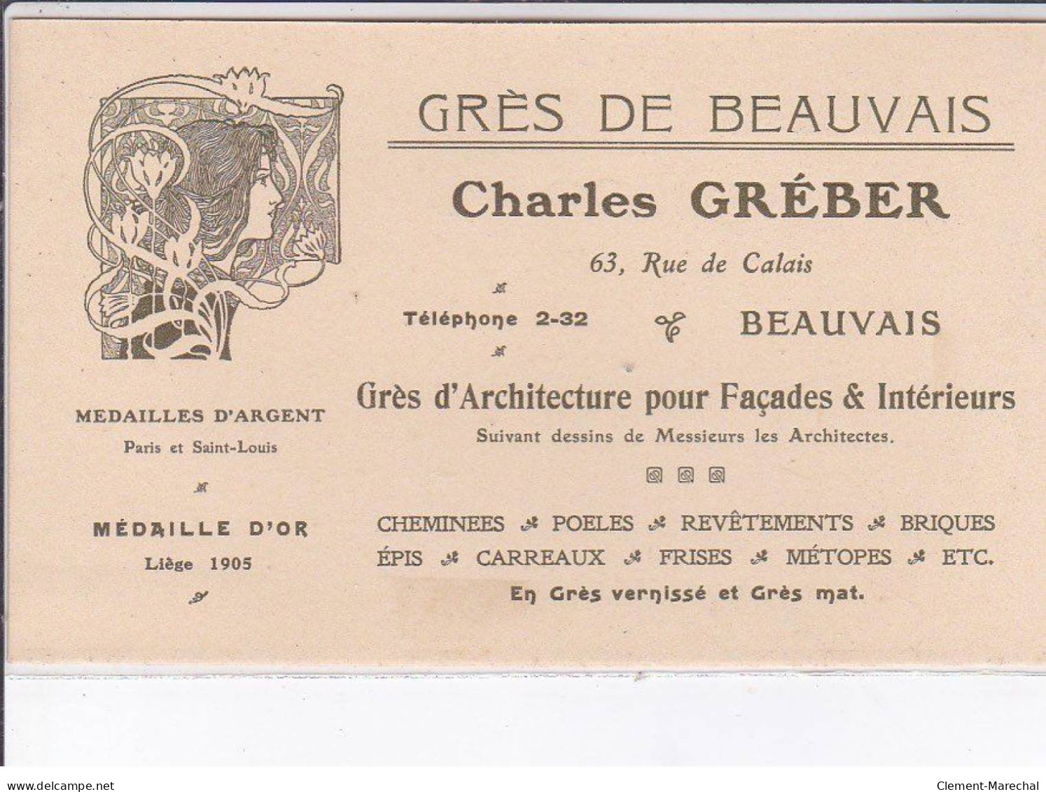 PUBLICITE: Art Nouveau, Grès De Beauvais, Charles Gréber, Grès D'architecture Pour Façades Et Intérieurs - Très Bon état - Advertising