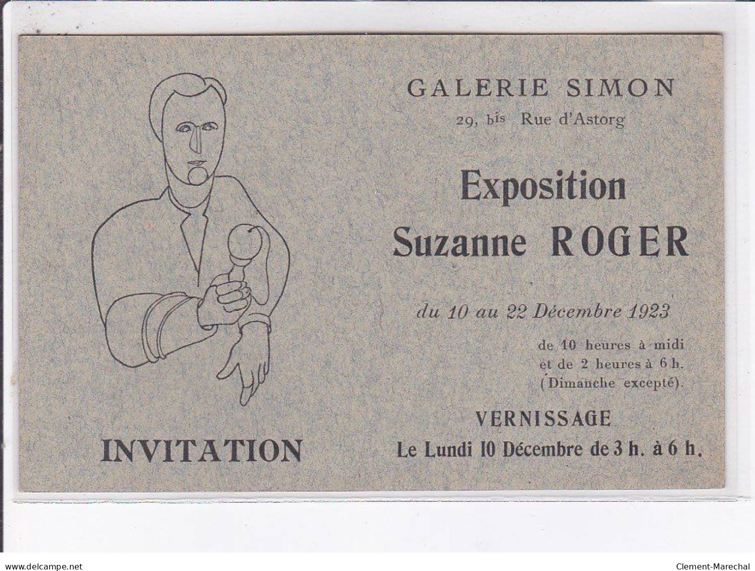PUBLICITE: Invitation, Galerie Simon, Exposition Suzanne Roger, Vernissage - Très Bon état - Publicité
