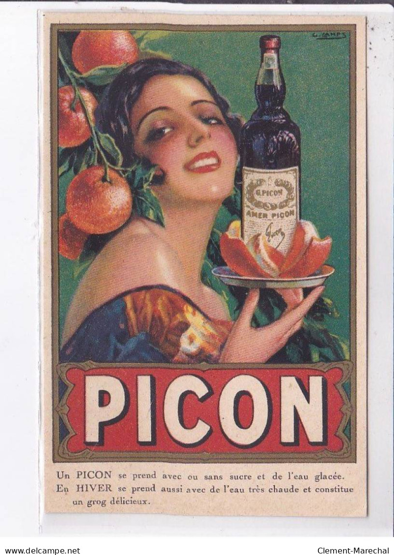 PUBLICITE: Picon, Cmaps, Alcool, Se Prend Avec Ou Sans Sucre Et De L'eau Glacé - Très Bon état - Publicité