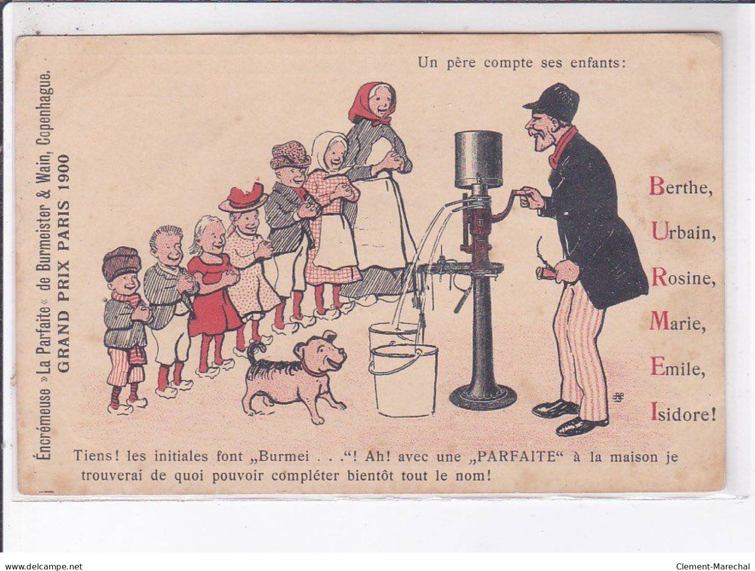 PUBLICITE: Encrémeuse "la Parfaite" De Burmeister Et Wain, Grand Prix Paris 1900 Père Compte Ses Enfants - Très Bon état - Advertising