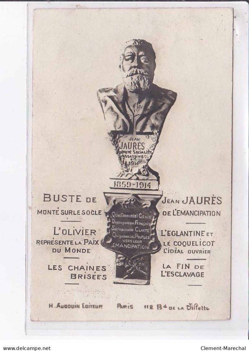 PARIS: 75019, Buste De Jean Jaures, Drapeaux Bannières, Henri Audouin - Très Bon état - Sonstige Sehenswürdigkeiten