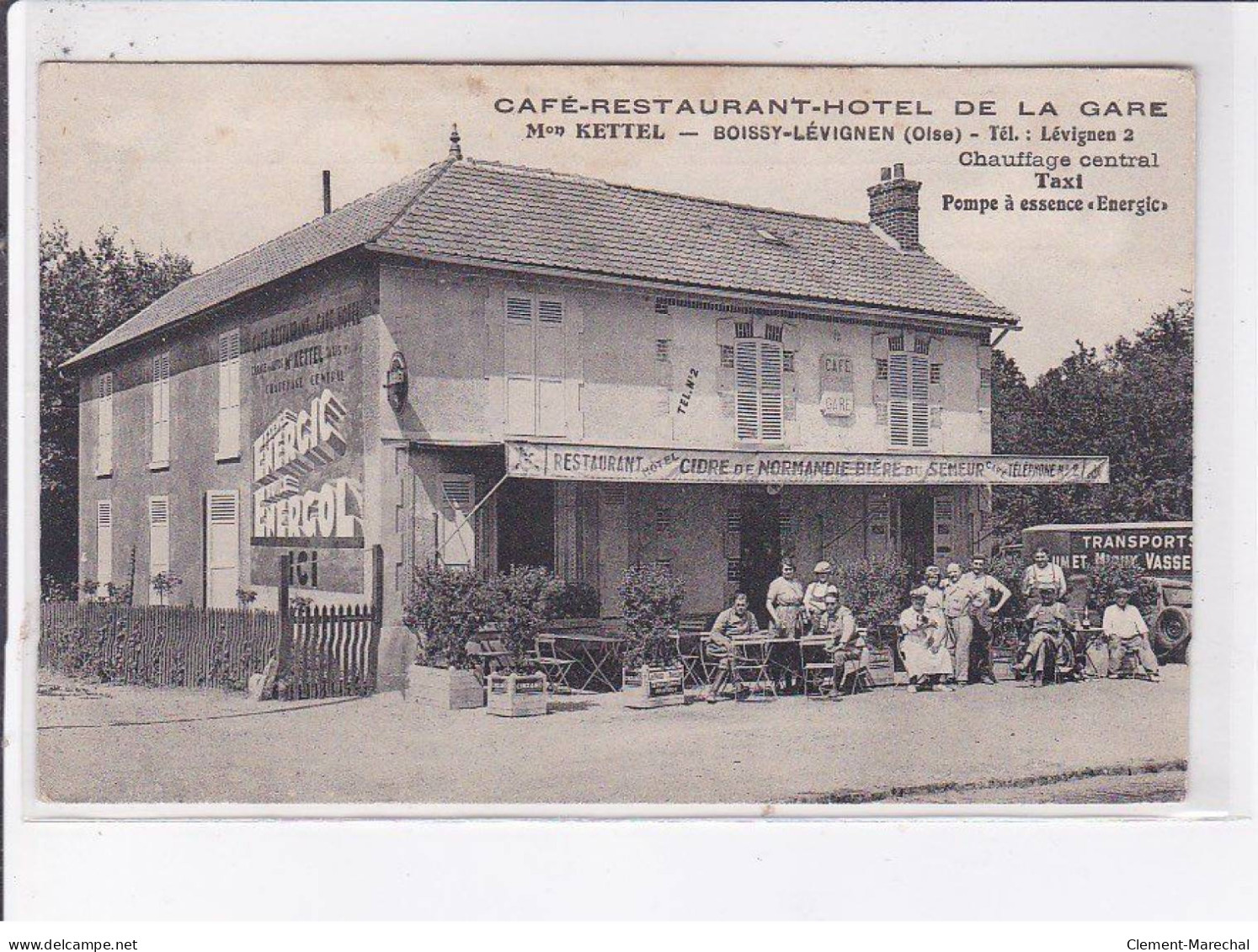 BOISSY-LEVIGNEN: Café-restaurant-hôtel De La Gare, Maison Kettel, Pompe à Essence "energie" - Très Bon état - Other & Unclassified