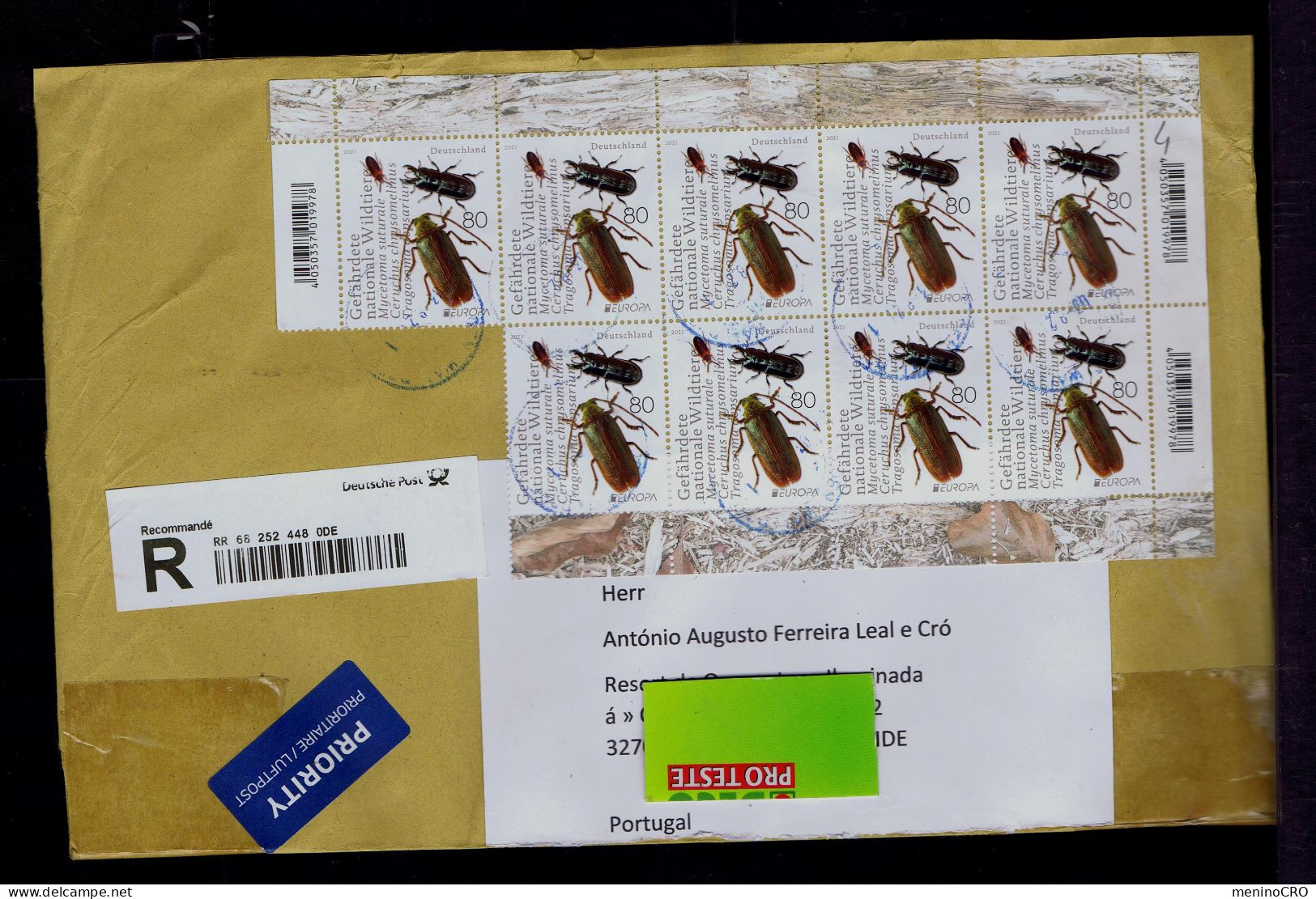 Gc8517 GERMANY Insectes Faune Animals Europa 9x Mailed Portugal - Otros & Sin Clasificación