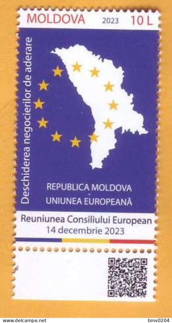 2023  Moldova  The Opening Of Accession Negotiations REPUBLIC OF MOLDOVA - EUROPEAN UNION 1v Mint - Idee Europee