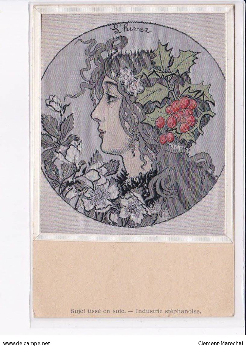 ILLUSTRATEURS Art Nouveau : Carte Sur Soie "l'Hiver" - Bon état (un Leger Pli D'angle) - Other & Unclassified