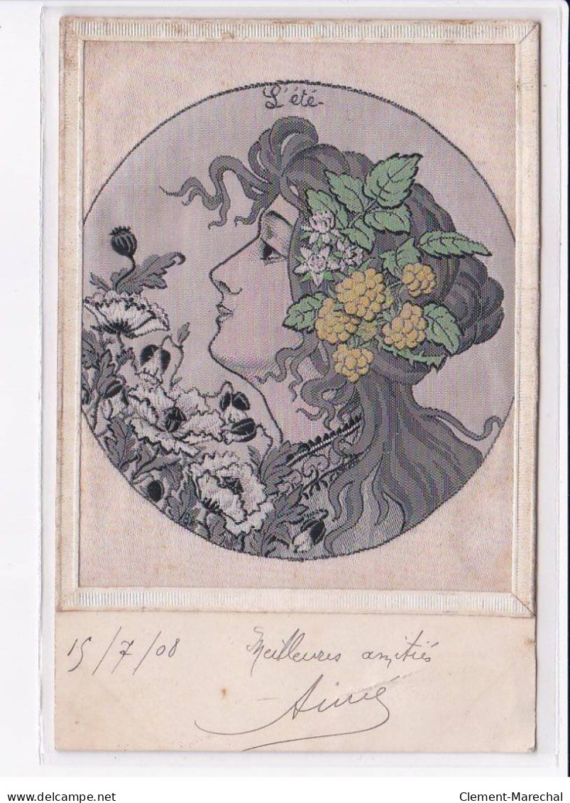 ILLUSTRATEURS Art Nouveau :  Série De 4 Cartes Postales Sur Soie "les Saisons" - état - Autres & Non Classés