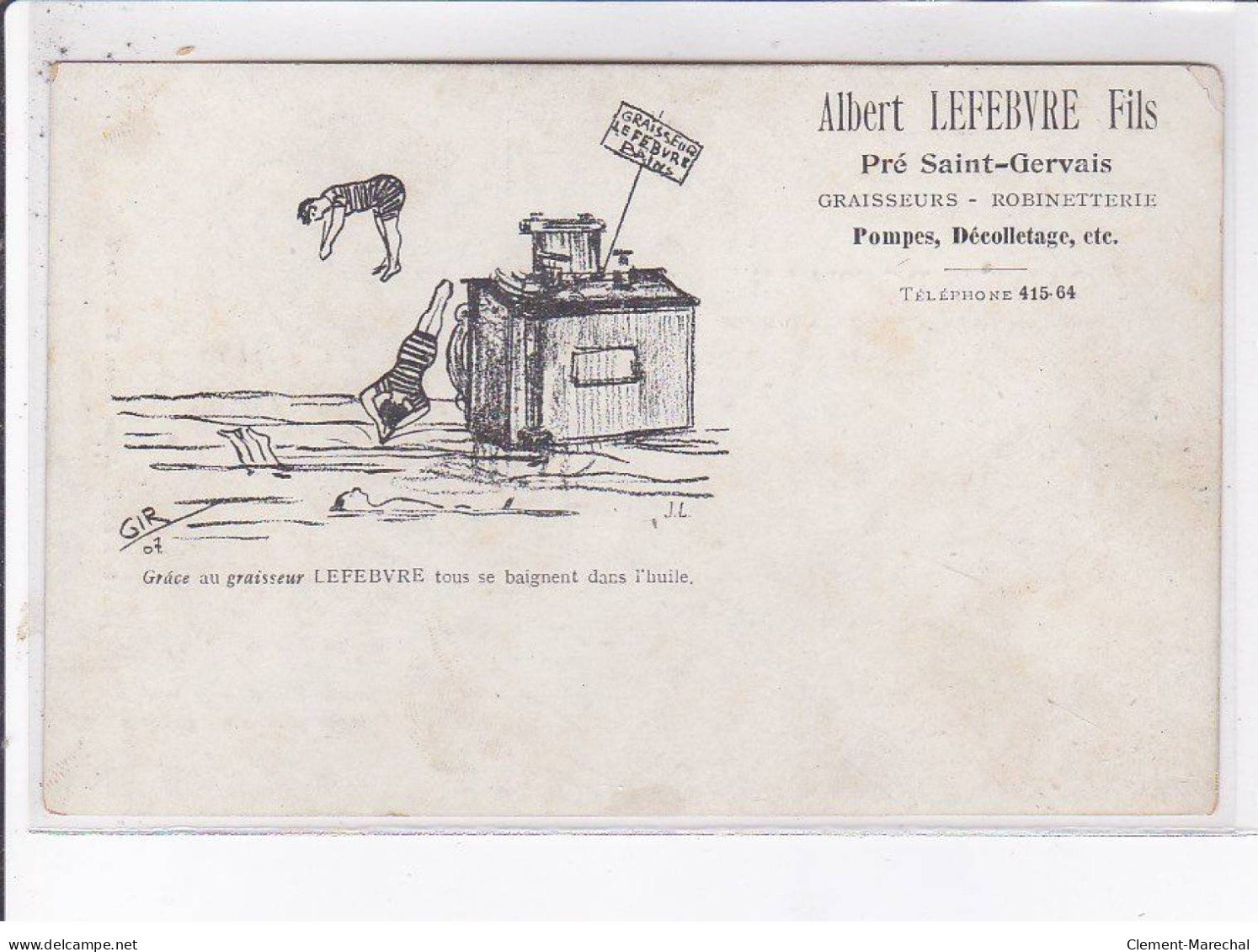 PUBLICITE: Albert Lefebvre Fils, Pré Saint-gervais, Graisseurs, Robinetterie, Pompes, Décolletage - état - Advertising