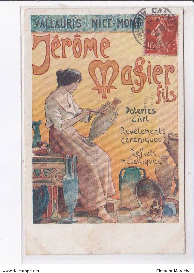 PUBLICITE: Vallauris, Nice-mont, Jérôme Masier Fils, Poteries D'art Revêtements Céramiques - Très Bon état - Publicidad