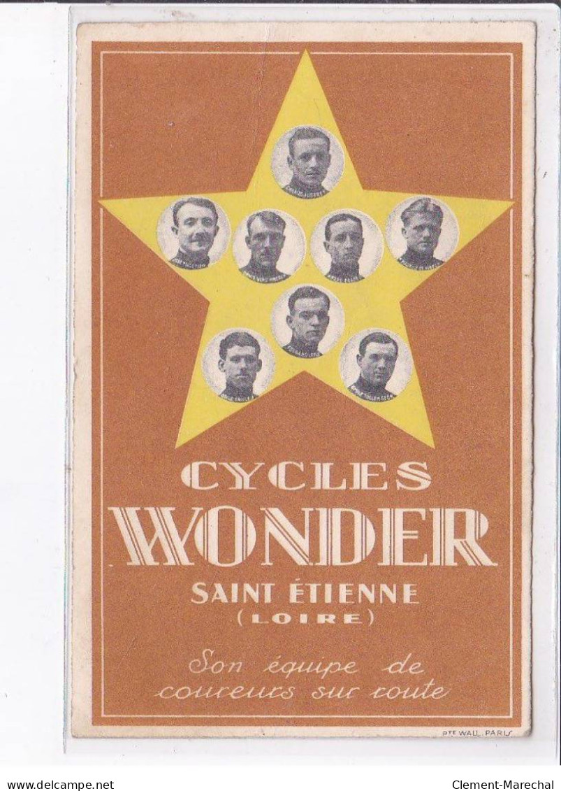 PUBLICITE: Vélo, Cycles Wonder, Saint-etienne, Son équipe De Coureurs Sur Route - état - Advertising