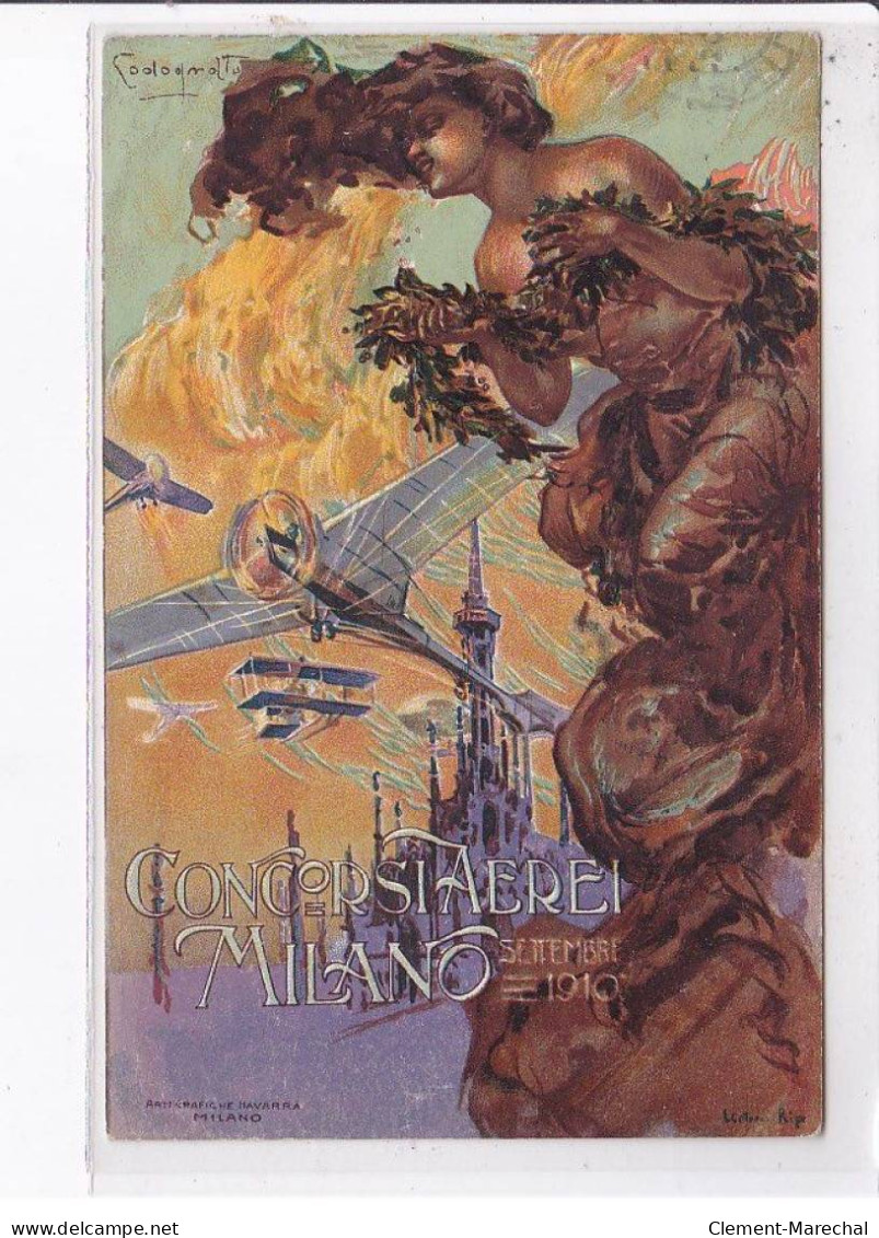 PUBLICITE: Concorsiaerei, Milano, September 1910, Codognat, Aviation, Femme - Très Bon état - Publicidad