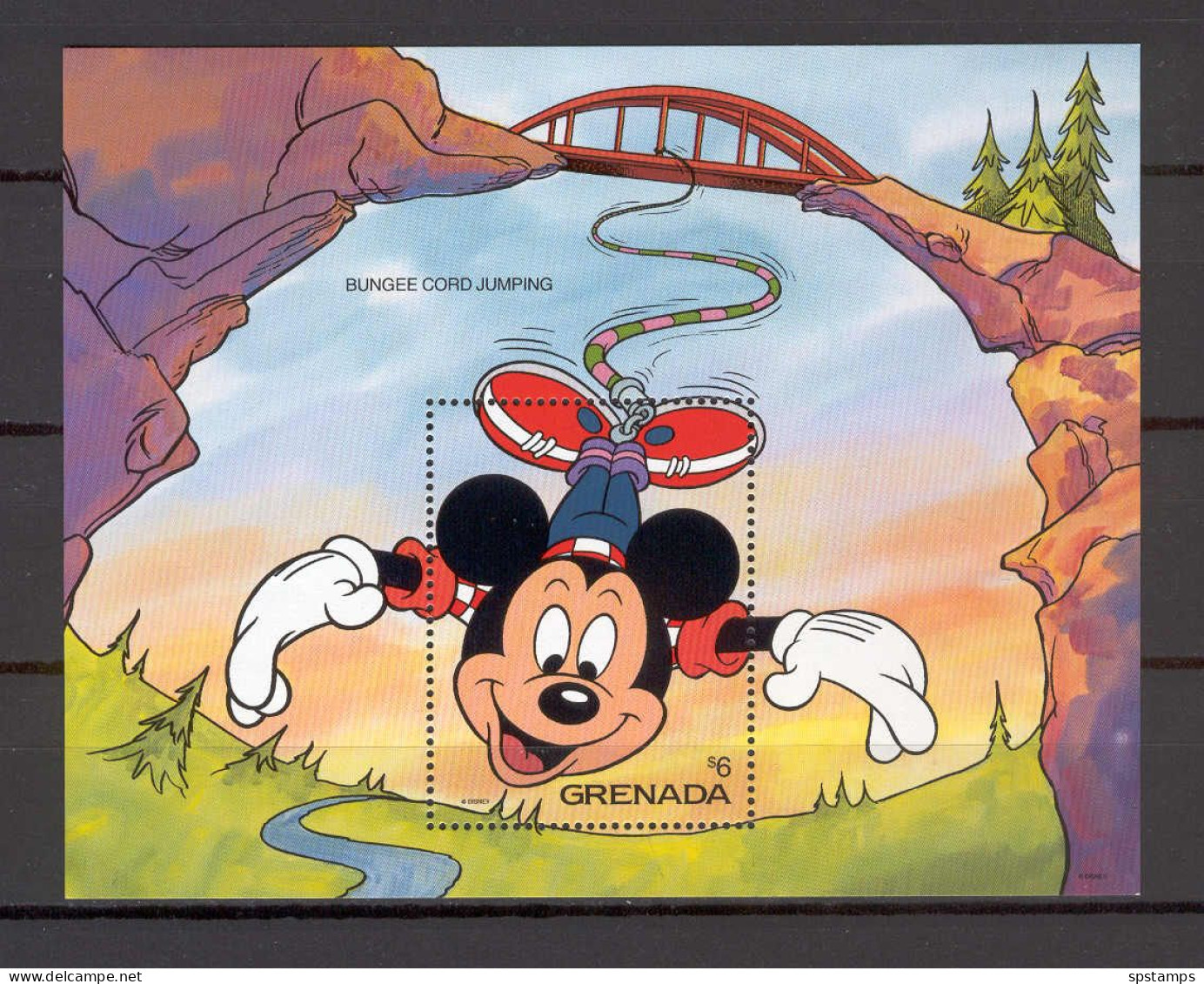 Disney Grenada 1992 Mickey - Bungee Cord Jumping MS MNH - Disney