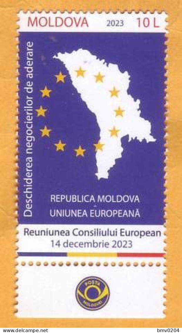 2023  Moldova  The Opening Of Accession Negotiations REPUBLIC OF MOLDOVA - EUROPEAN UNION 1v Mint - Idee Europee