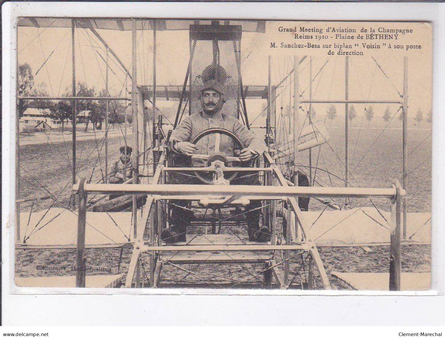 REIMS: Grand Meeting D'aviation De La Champagne, M. Sanchez-Besa Sur Biplan "voisin" - Très Bon état - Reims