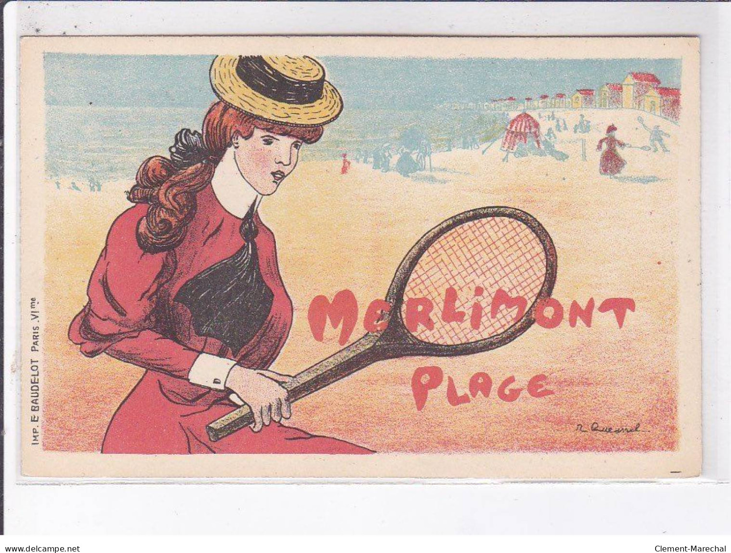 PUBLICITE: Merlimont Plage, Femme Jouant Au Tennis - Très Bon état - Publicité