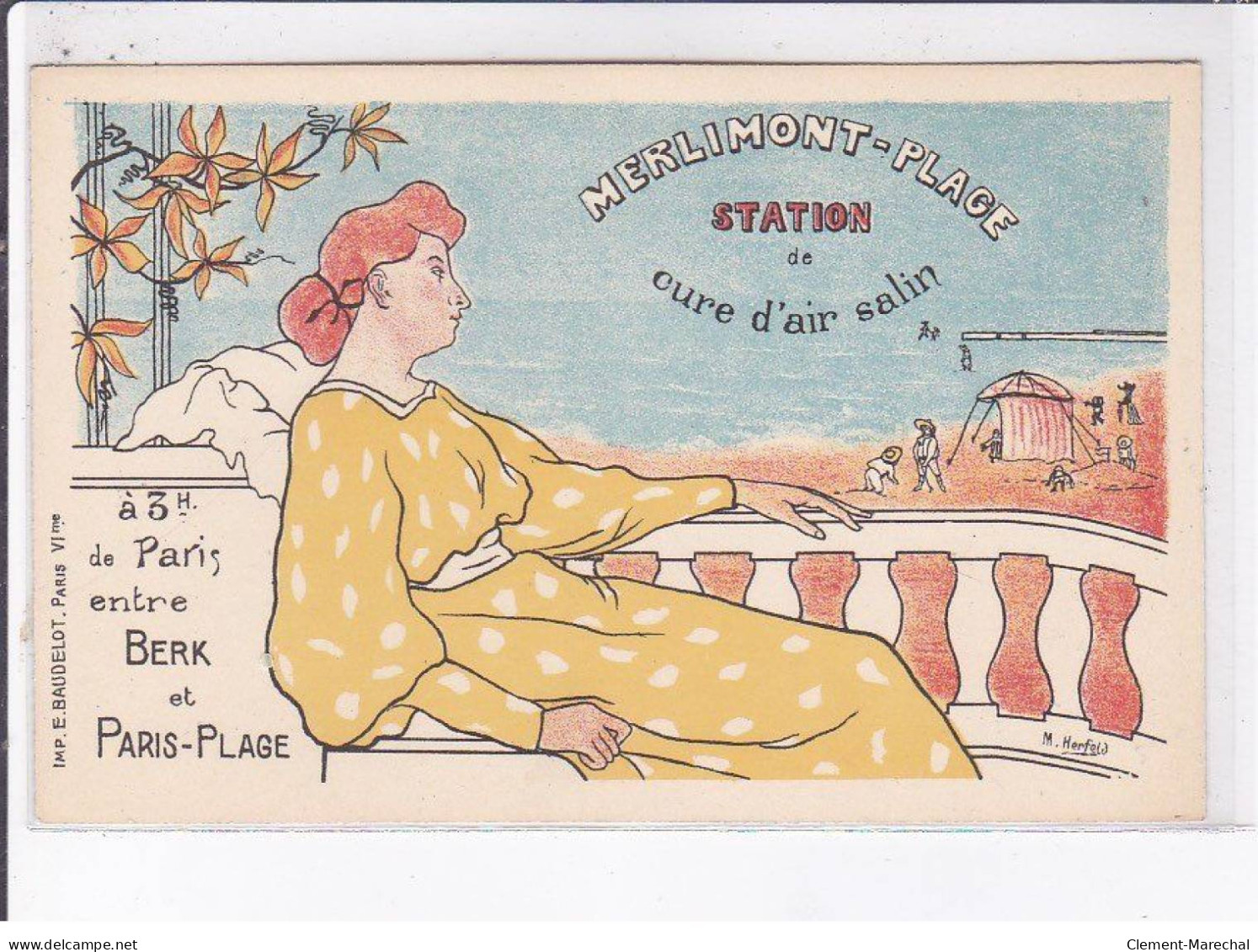 PUBLICITE: Merlimont Plage, Station De Cure D'air Salin, Femme Se Reposant - Très Bon état - Publicidad