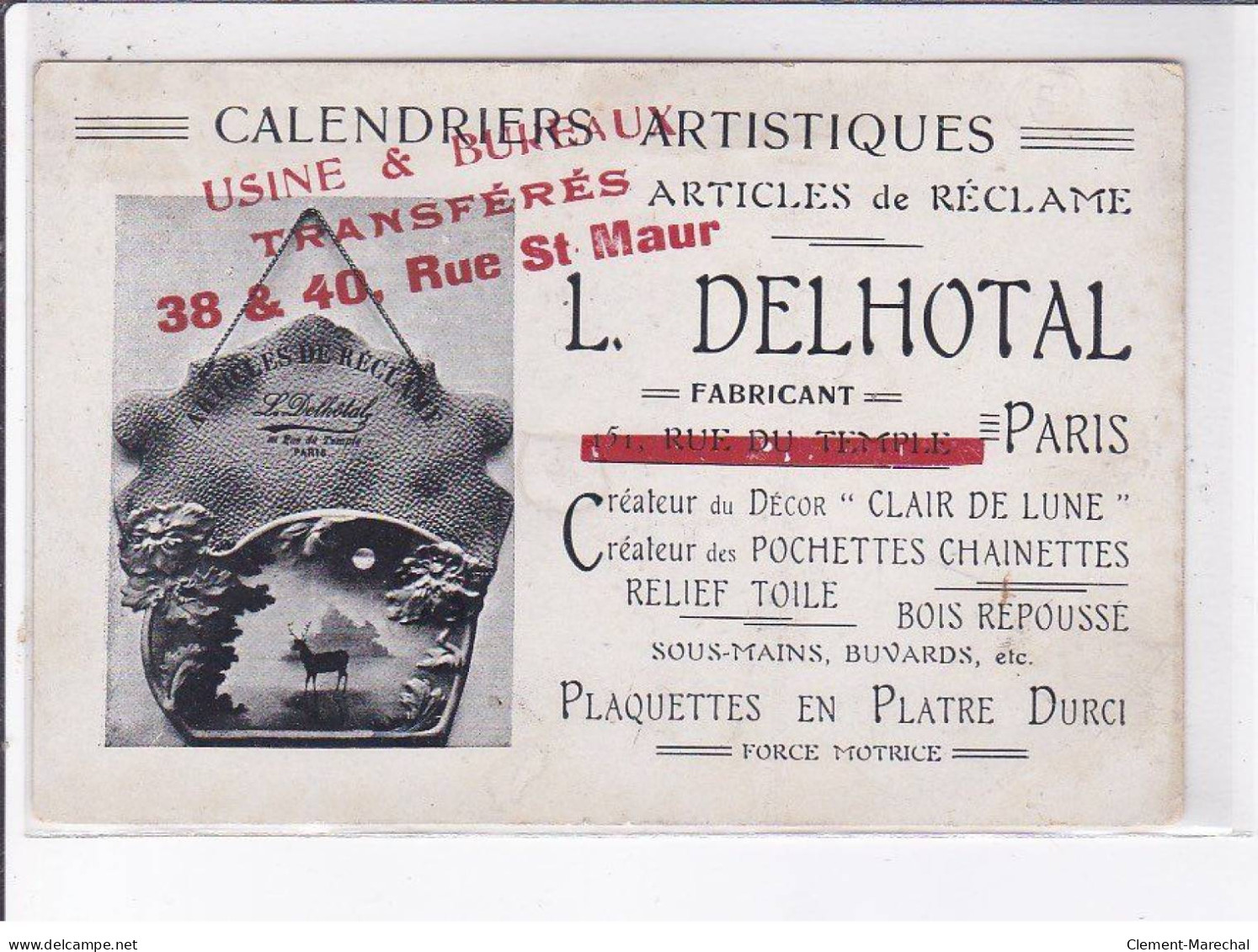 PUBLICITE: Calendrier Artistiques, L. Delhotal, Créateur Du Décor "clair De Lune" - Très  Bon état - Publicité