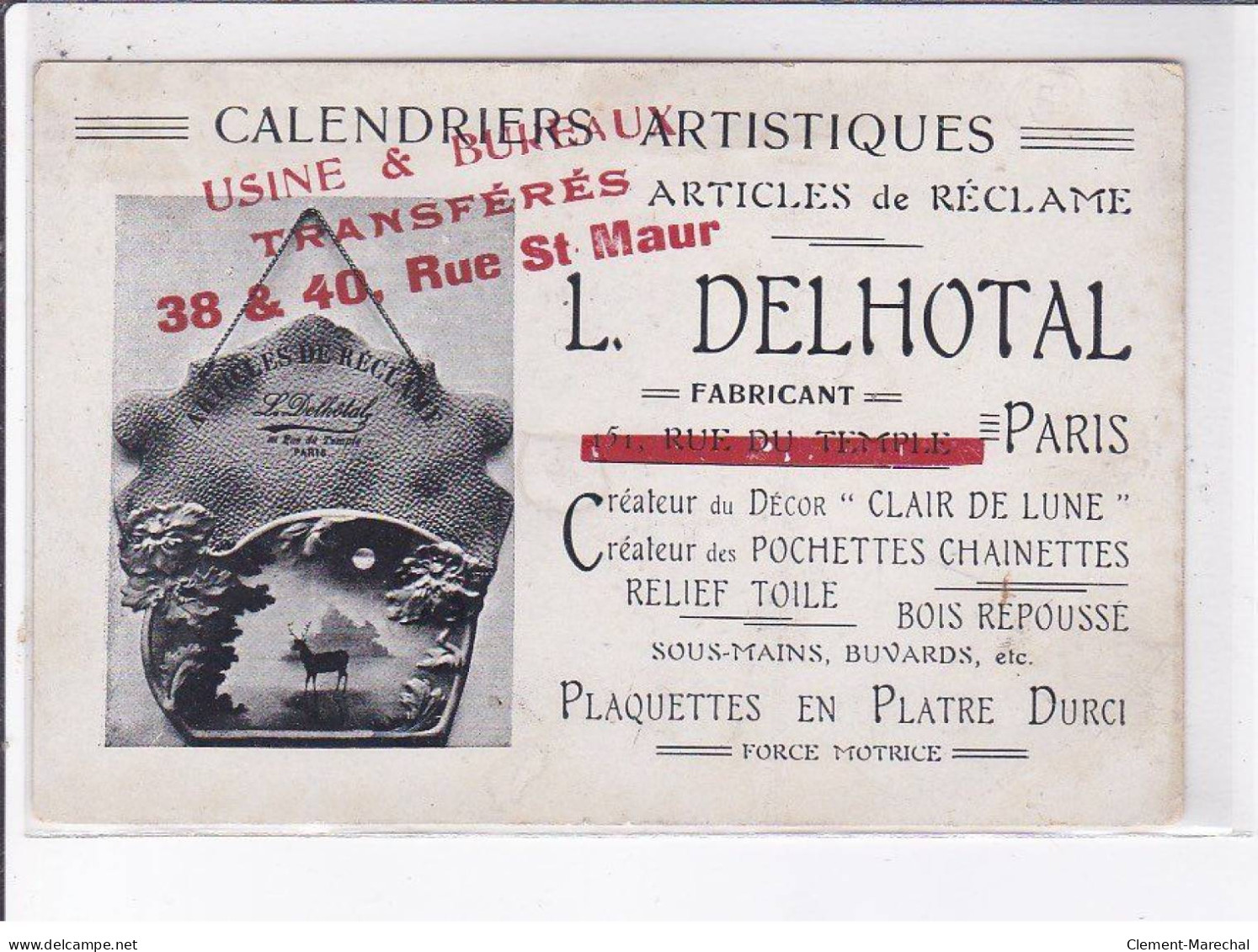 PUBLICITE: Calendrier Artistiques, L. Delhotal, Créateur Du Décor "clair De Lune" - Très  Bon état - Pubblicitari