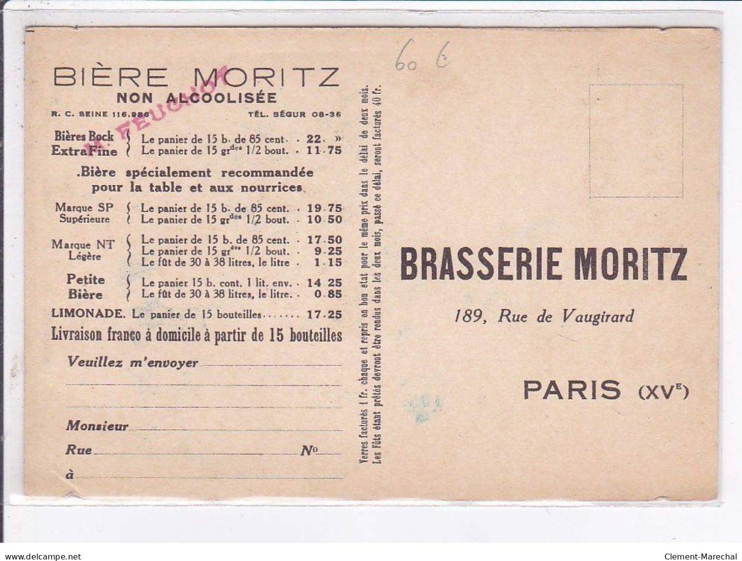 PUBLICITE: Bière Moritz Non Alcoolisée - Très Bon état - Advertising