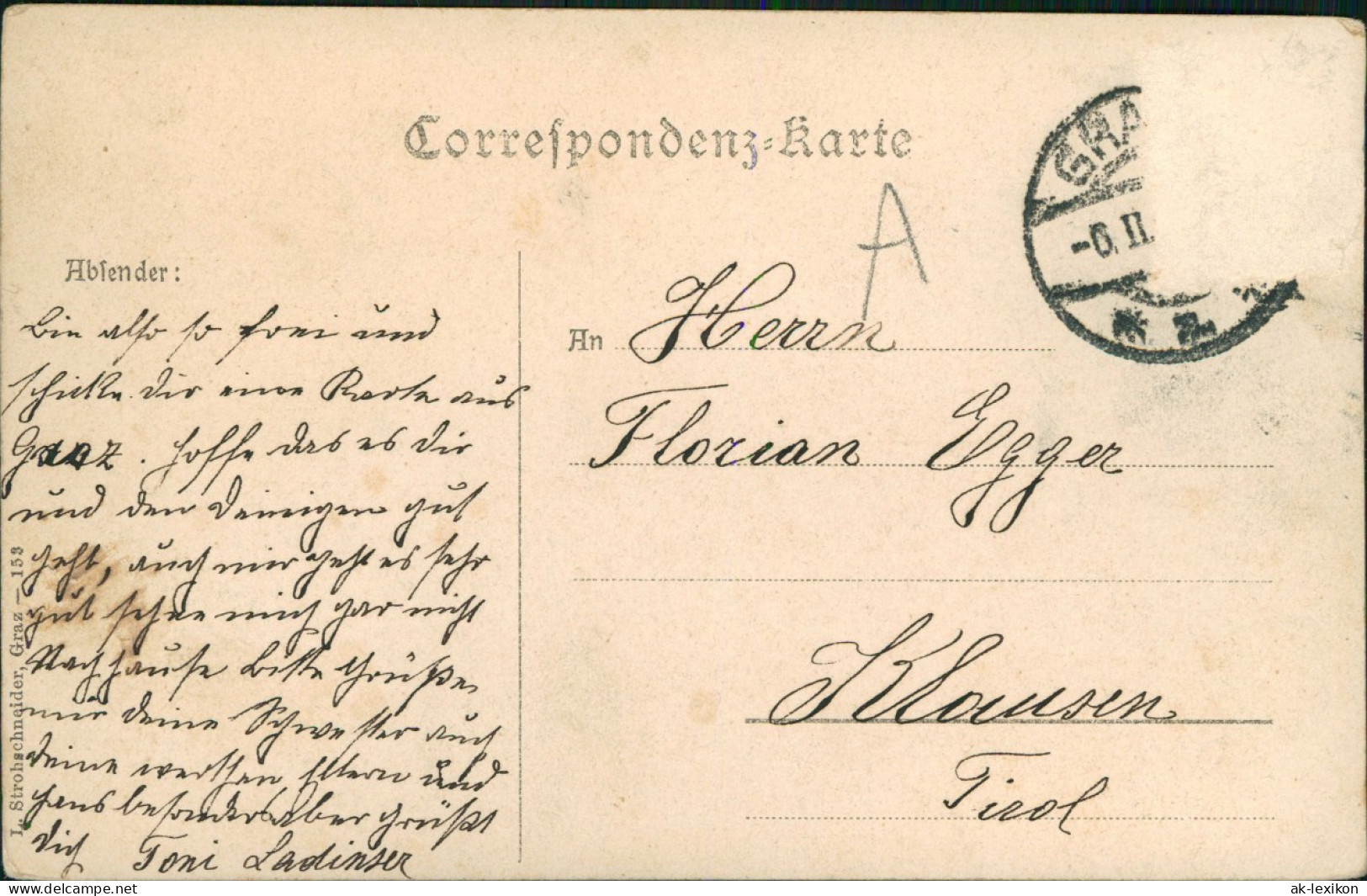 Ansichtskarte Graz Vom Lustbichel 1909 - Altri & Non Classificati