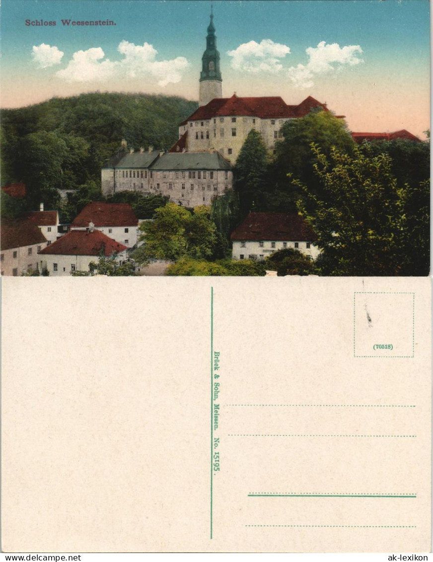 Ansichtskarte Weesenstein (Müglitz) Schloss Weesenstein 1913 - Weesenstein A. D. Müglitz