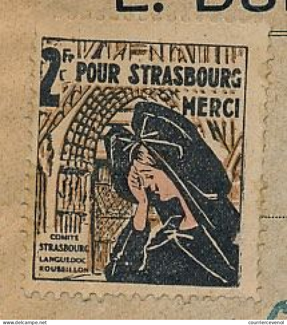 Enveloppe Affr 2F Gandon - 1945 Gard - Vignette "2 Fr Pour Strasbourg - Comité Strasbourg Languedoc Roussillon" - Briefe U. Dokumente