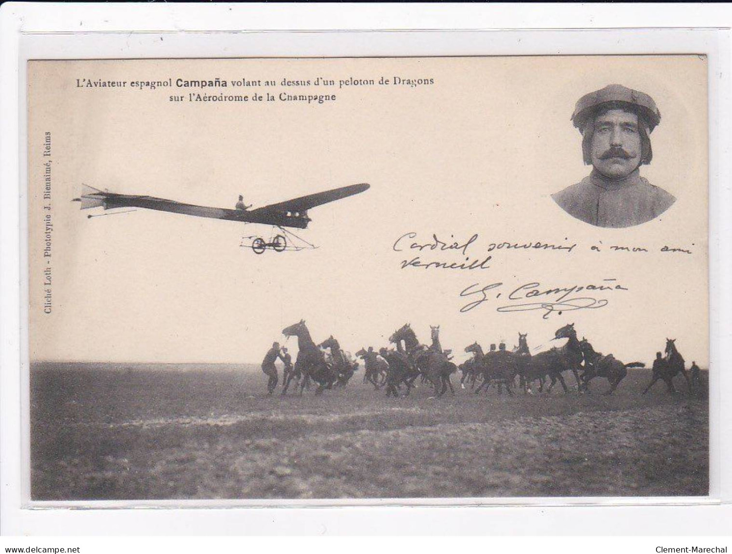 AVIATION : Autographe De L'aviateur CAMPANA Sur L'aérodrome De La Champagne - Très Bon état - Piloten