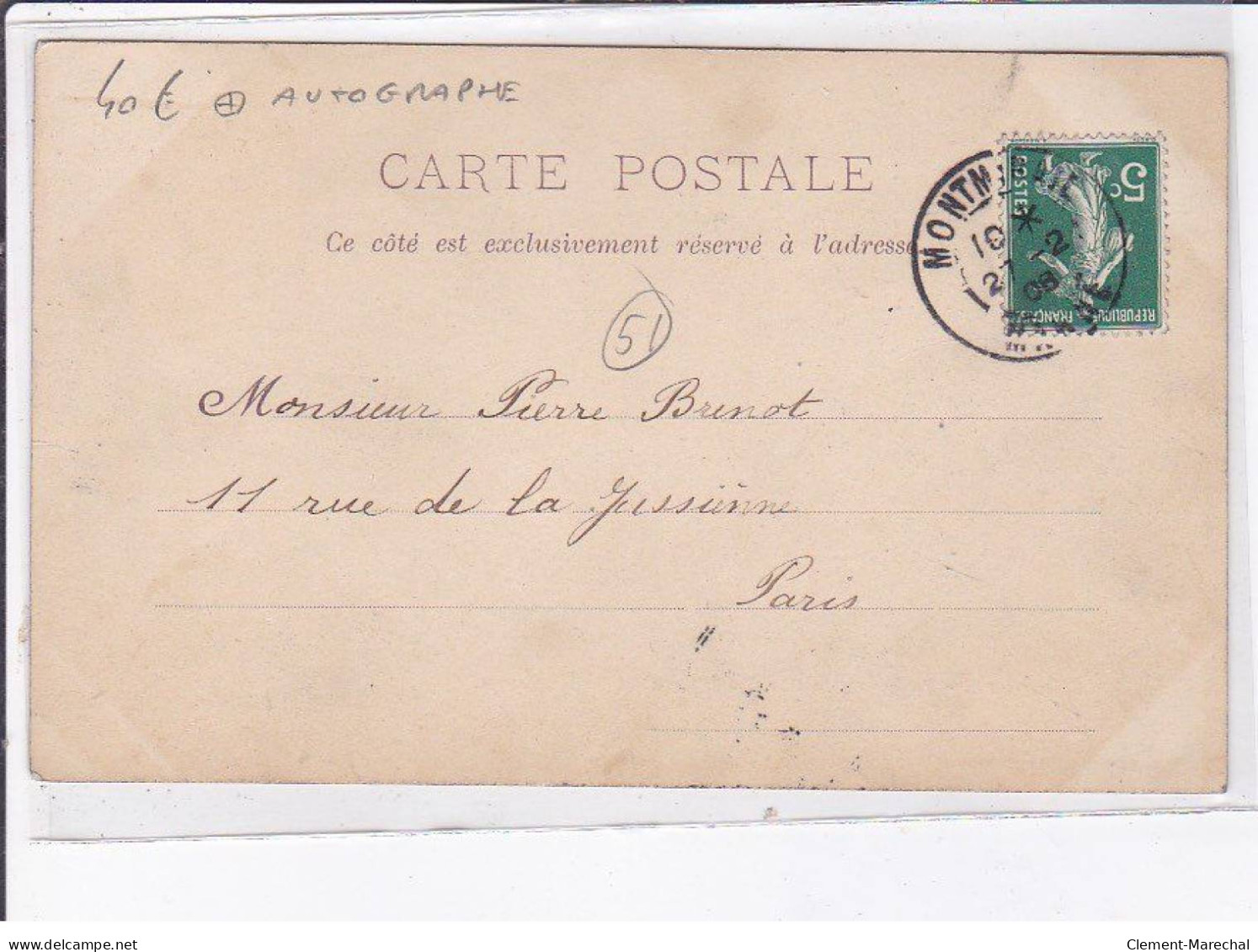 MONTMIRAIL: Faubourg De Paris, Maison Du Dr. Hugonnet, Autographe - Très Bon état - Montmirail