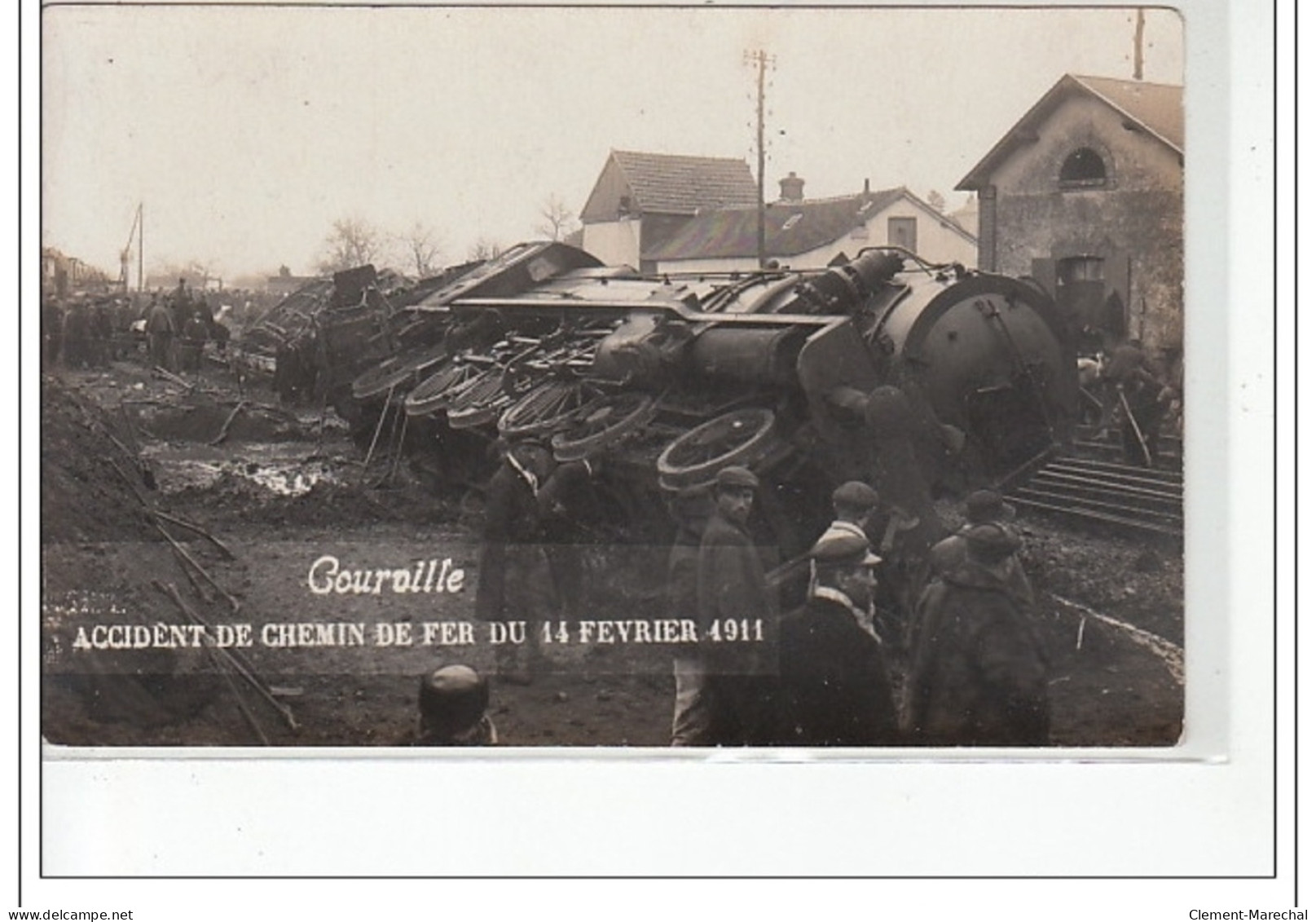 COURVILLE - CARTE PHOTO - Accident De Chemin De Fer Du 14 Février 1911 - Très Bon état - Other & Unclassified