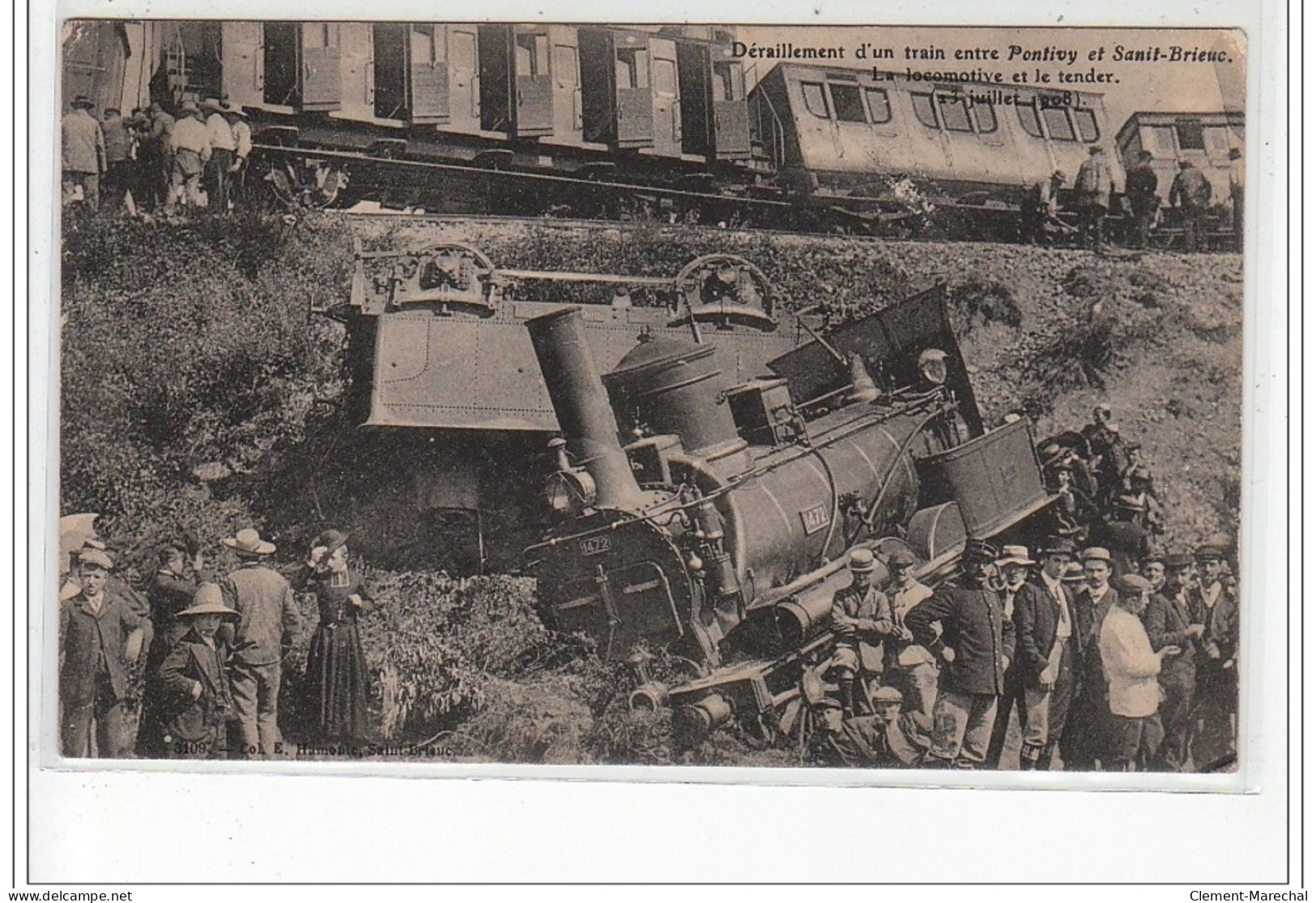 Déraillement D'un Train Entre Pontivy Et Saint Brieuc à Ploeuc-l'Hermitage En 1908 - Sonstige & Ohne Zuordnung