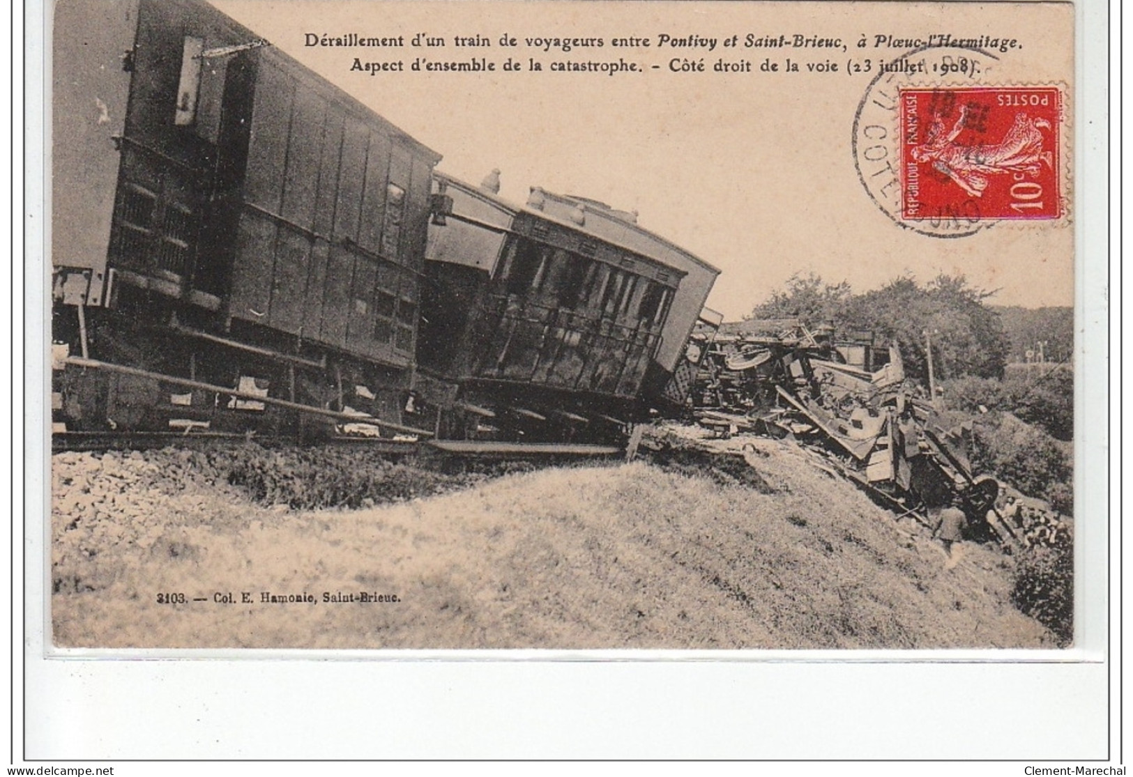 Déraillement D'un Train Entre Pontivy Et Saint Brieuc à Ploeuc-l'Hermitage En 1908 - Sonstige & Ohne Zuordnung