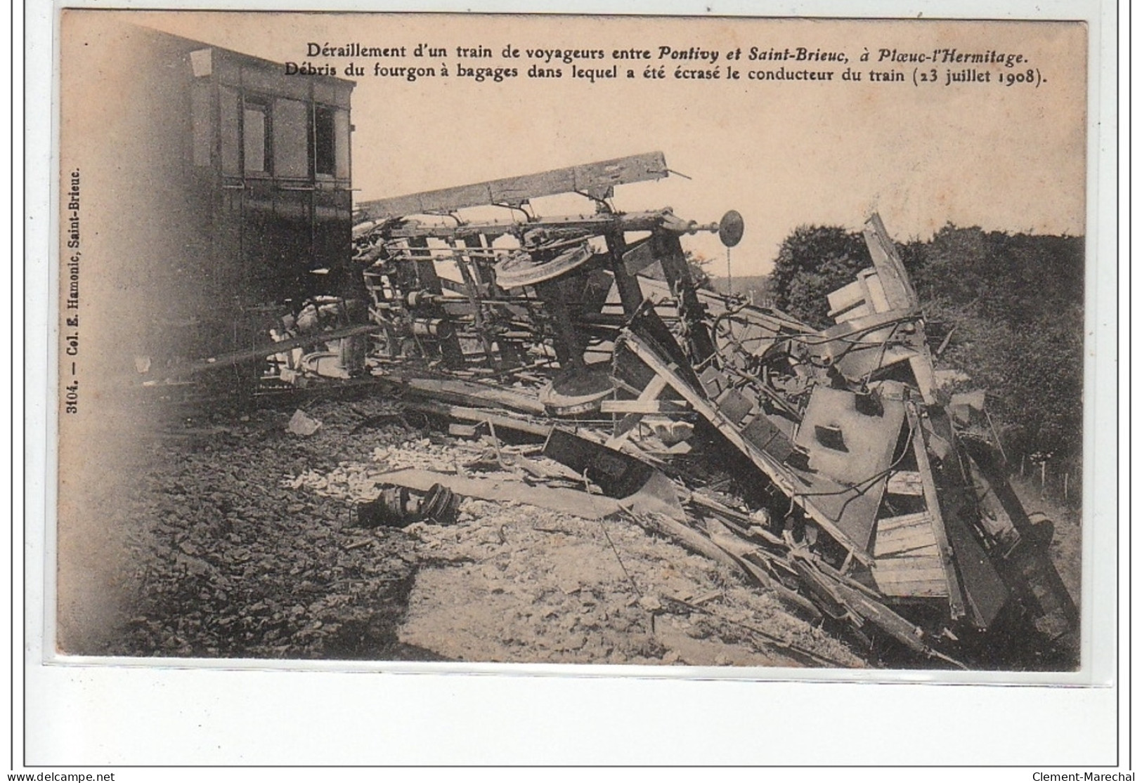 Déraillement D'un Train Entre Pontivy Et Saint Brieuc à Ploeuc-l'Hermitage En 1908 - Sonstige & Ohne Zuordnung