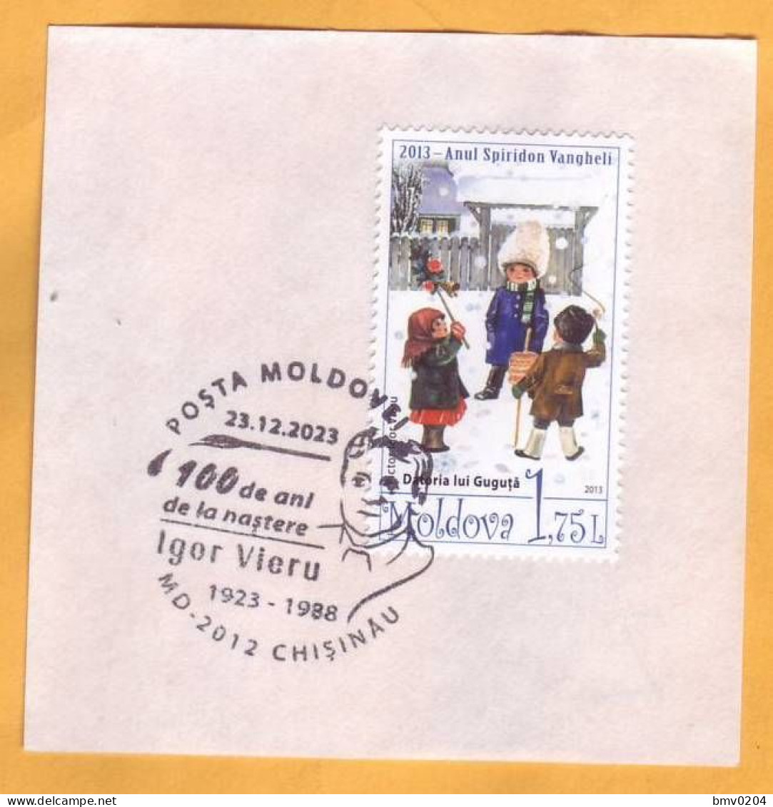 2023 Moldova Special Postmark „Igor Vieru (1923-1988), Plastic Artist. 100th Birth Annivers, Cutting From An Envelope. - Moldova