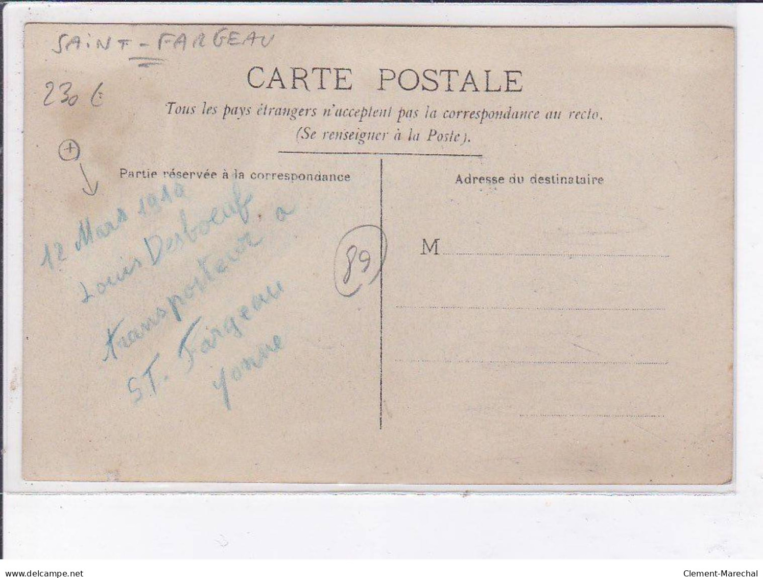 SAINT-FARGEAU: 12 Mars 1910 Louis Desboeuf Transporteur à Saint-fargeau - Très Bon état - Saint Fargeau